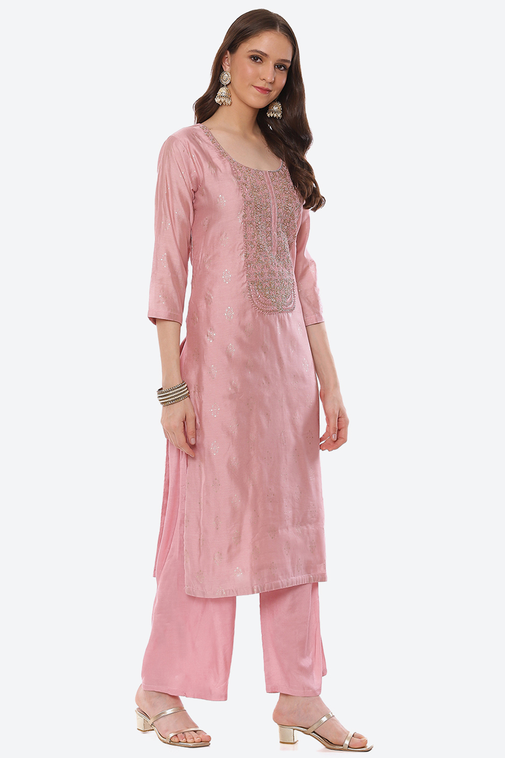 Black Chanderi Digital Print Unstitched Suit Set image number 5