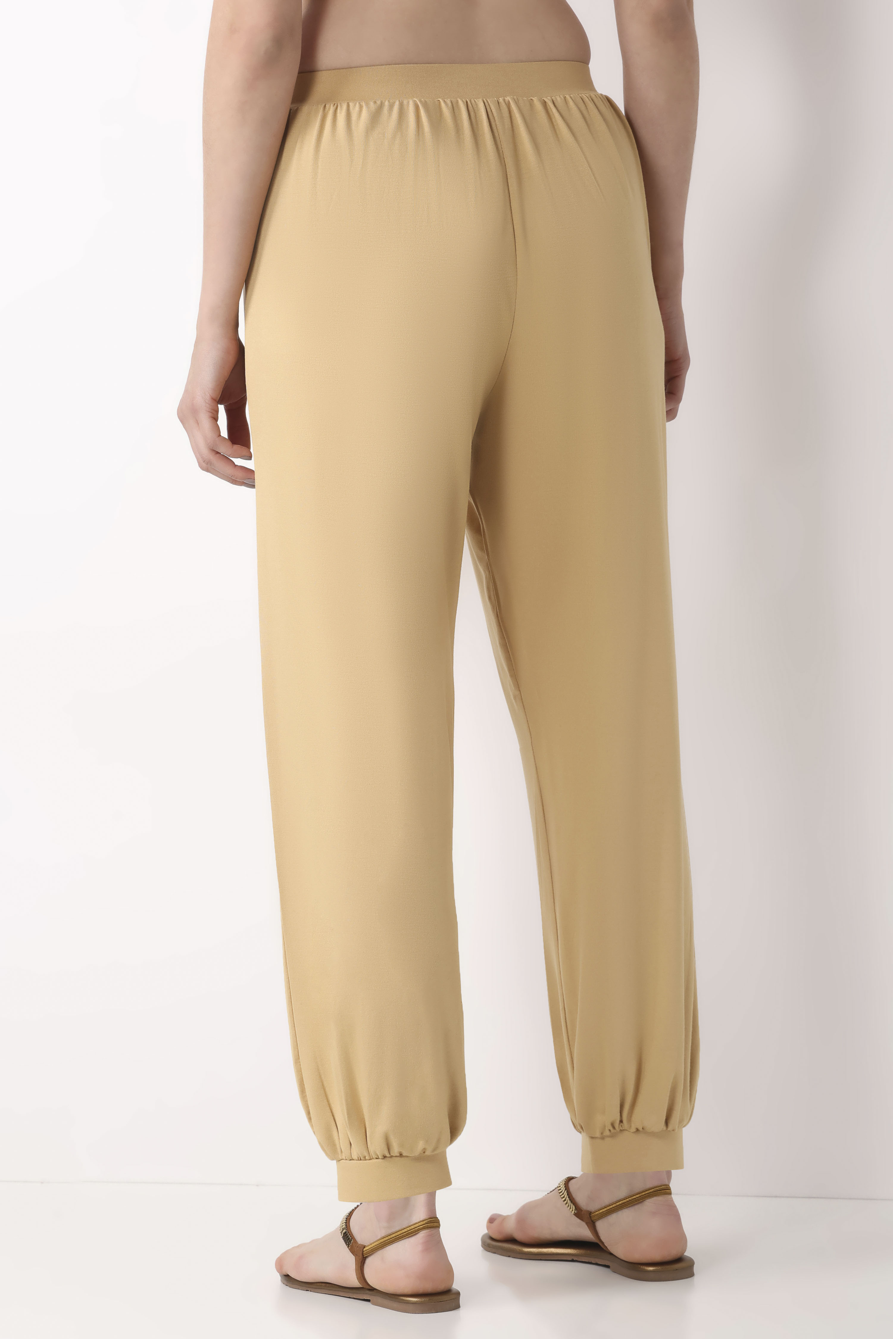 Beige Viscose Lycra Harem Pants image number 5