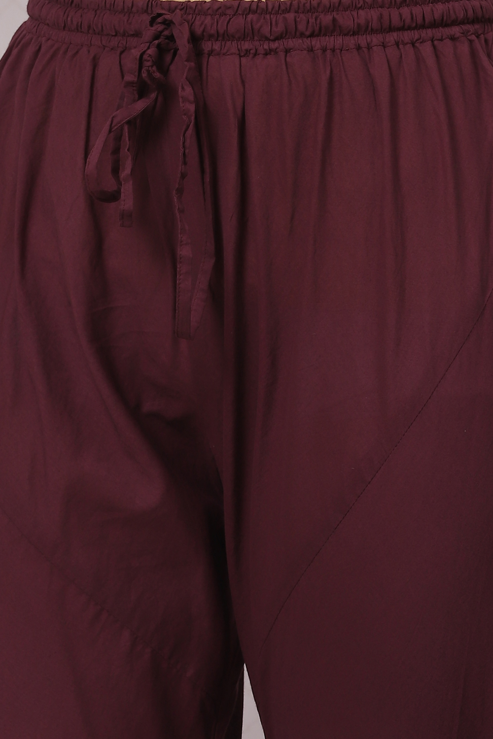 Wine Cotton Silk Flared Kurta Churidar Suit Set image number 4