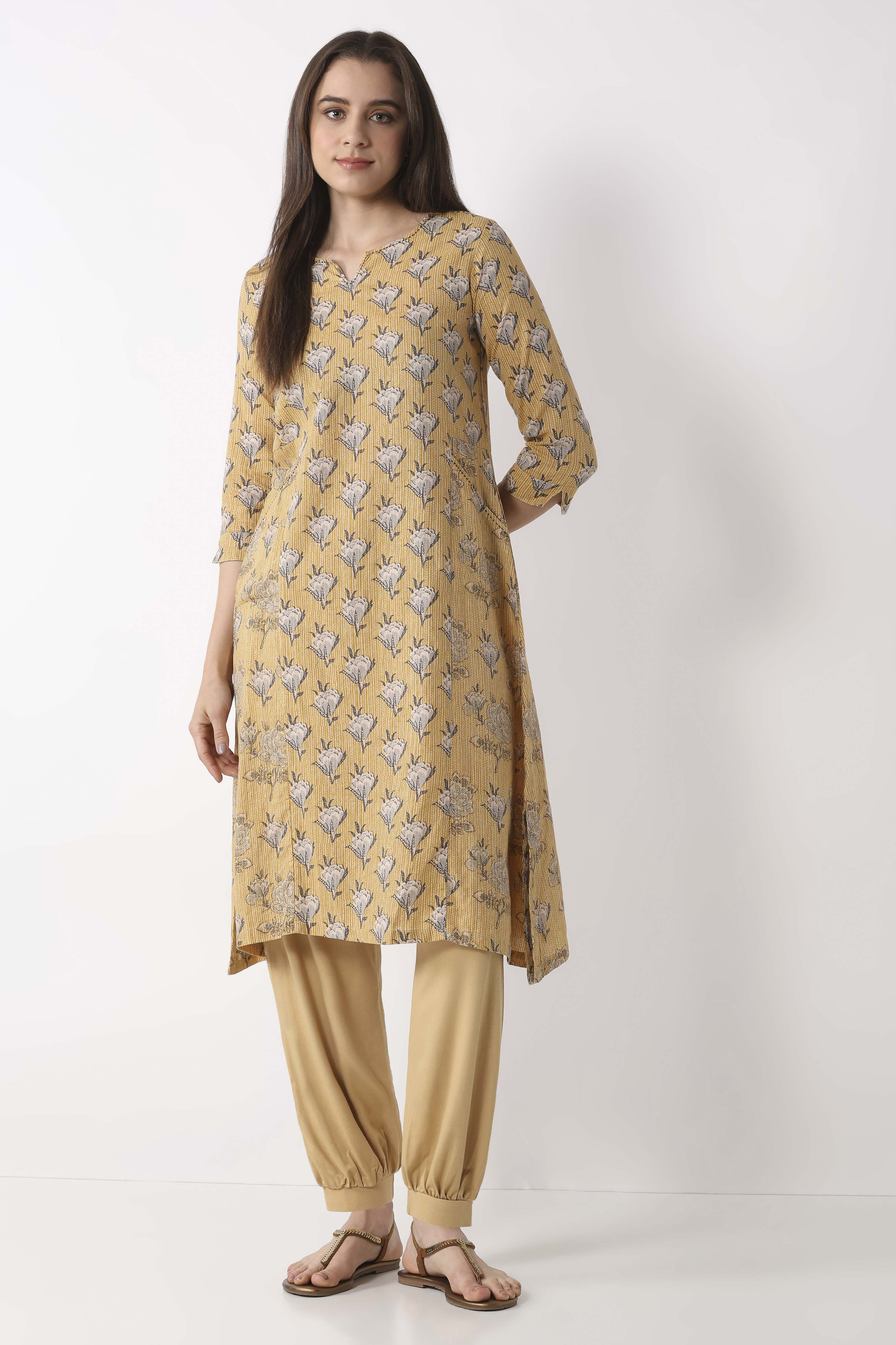 Beige Viscose Lycra Harem Pants image number 0