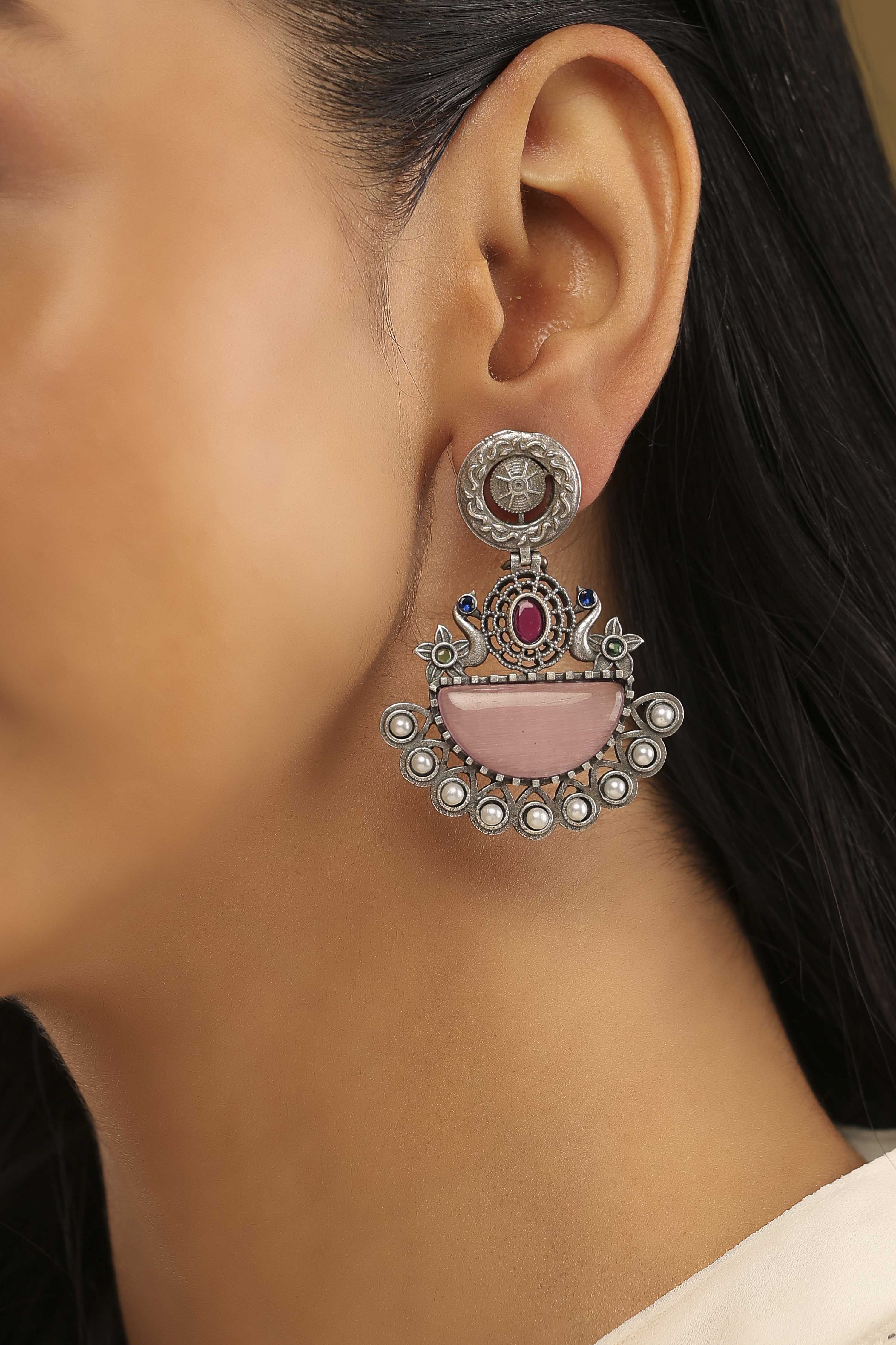 Light Pink Stone Earrings image number 1