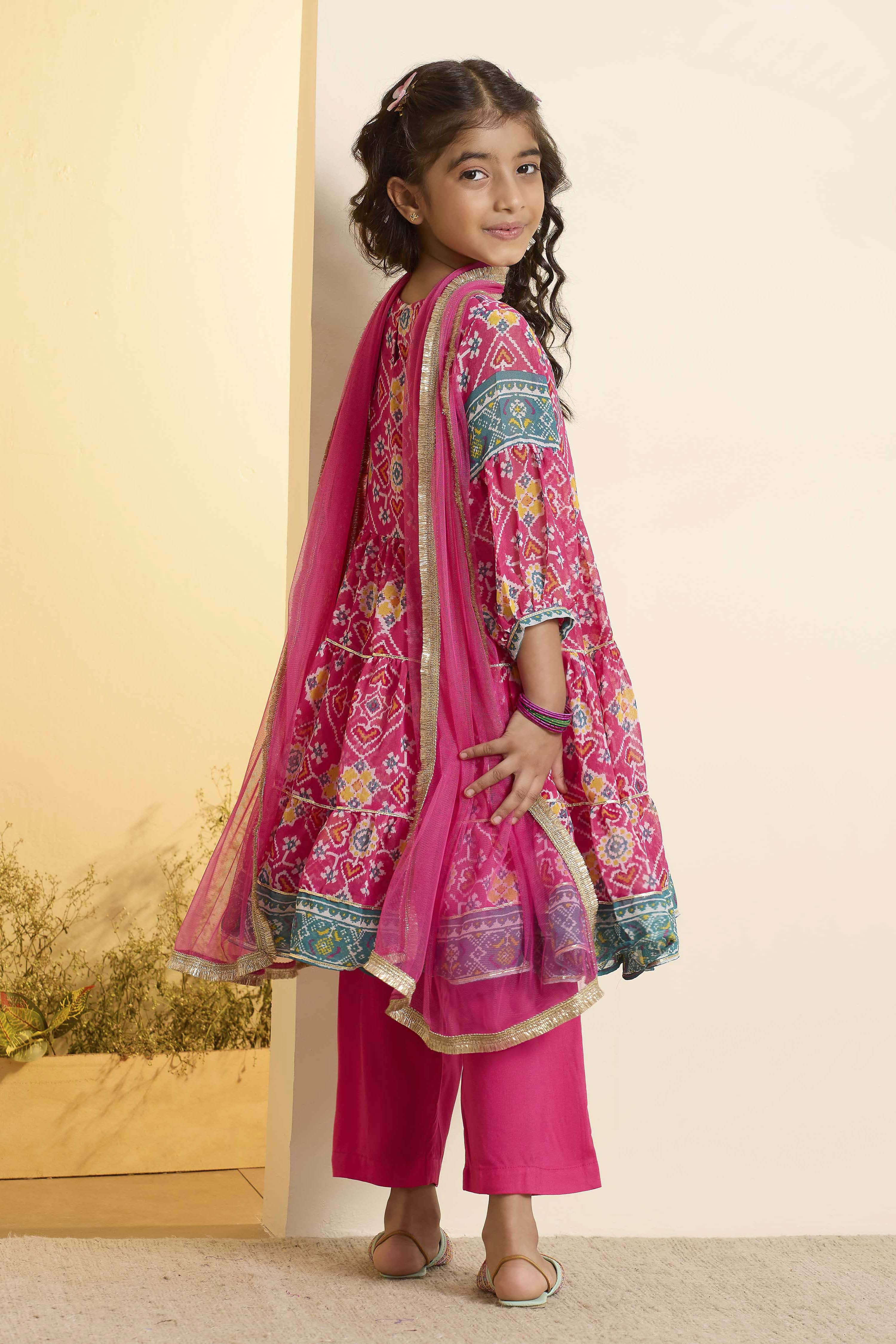 Pink Printed Anarkali Kurta Set image number 4
