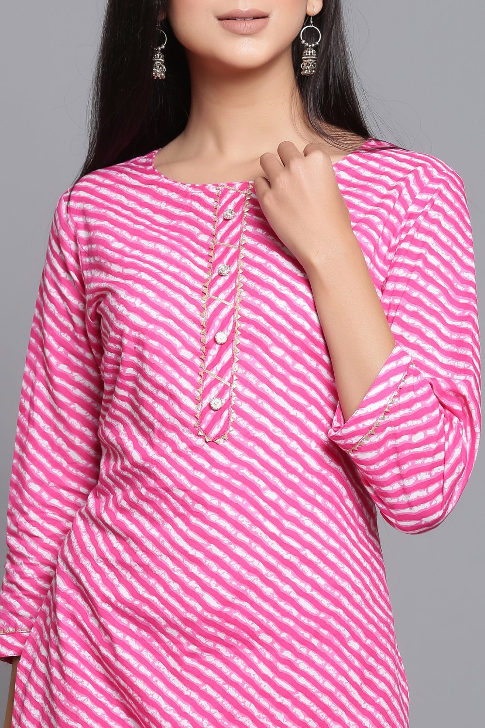 Pink Unstitched dress material Suit Set image number 1