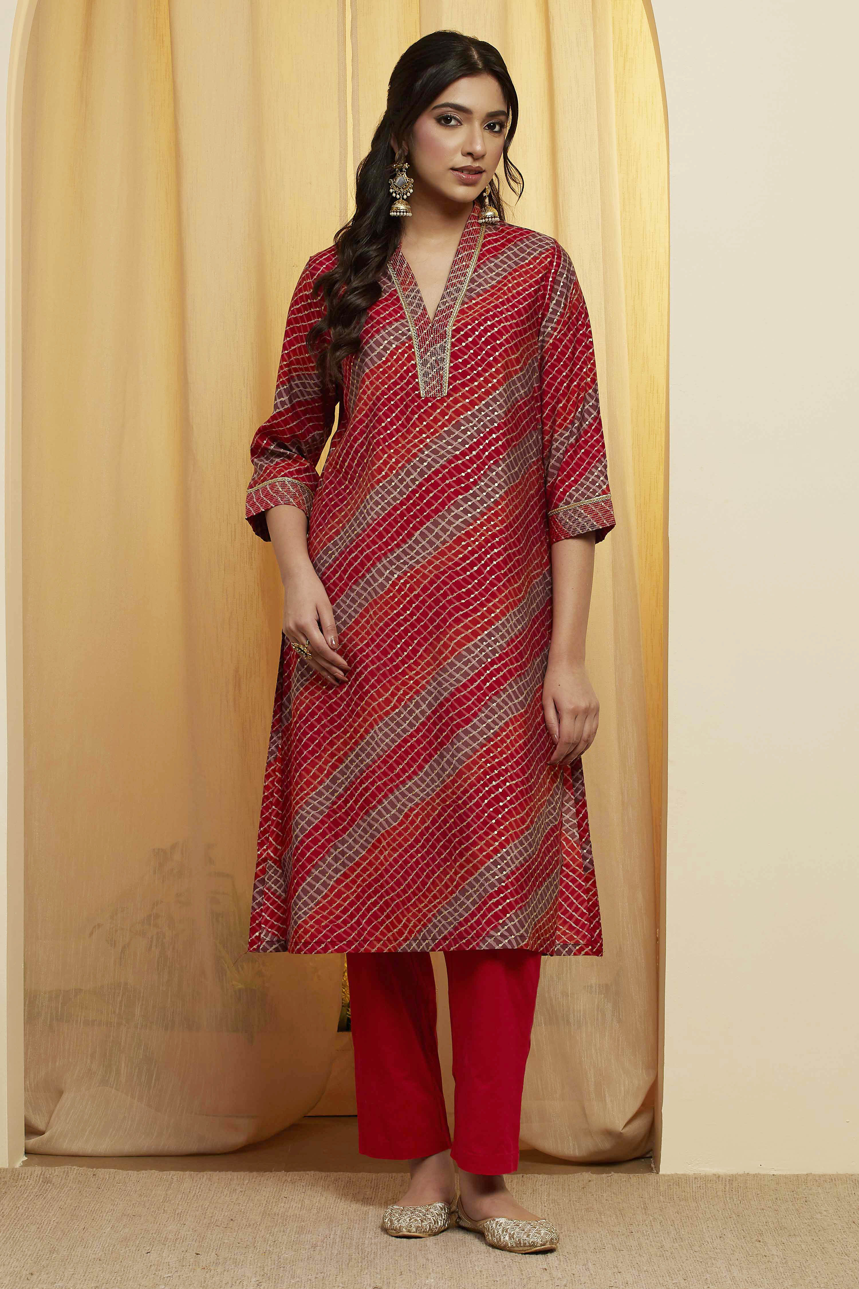 Purple Poly Viscose Straight Kurta image number 5