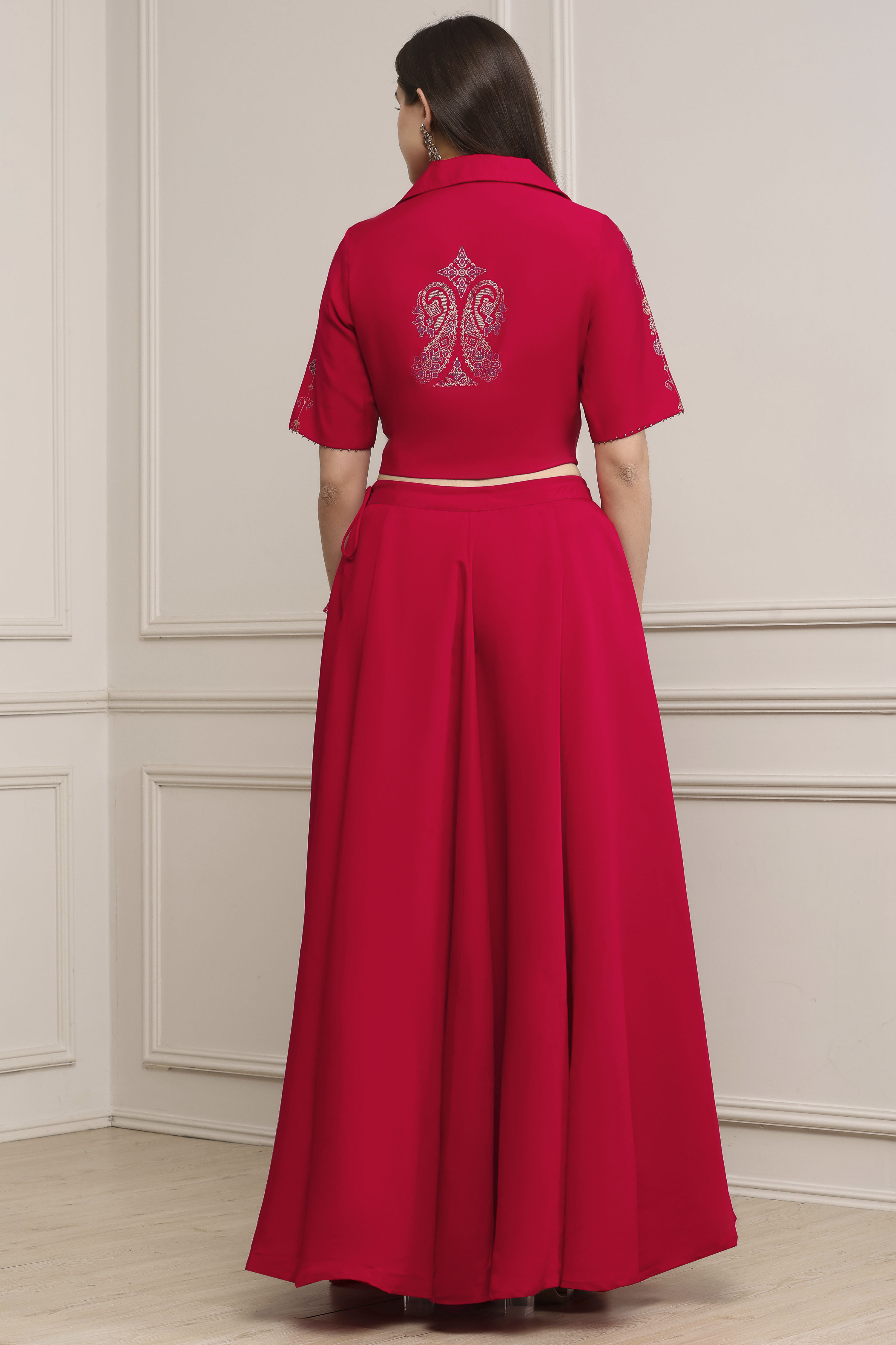 Fuchsia Viscose Rayon Kalidar Lehenga Set image number 4