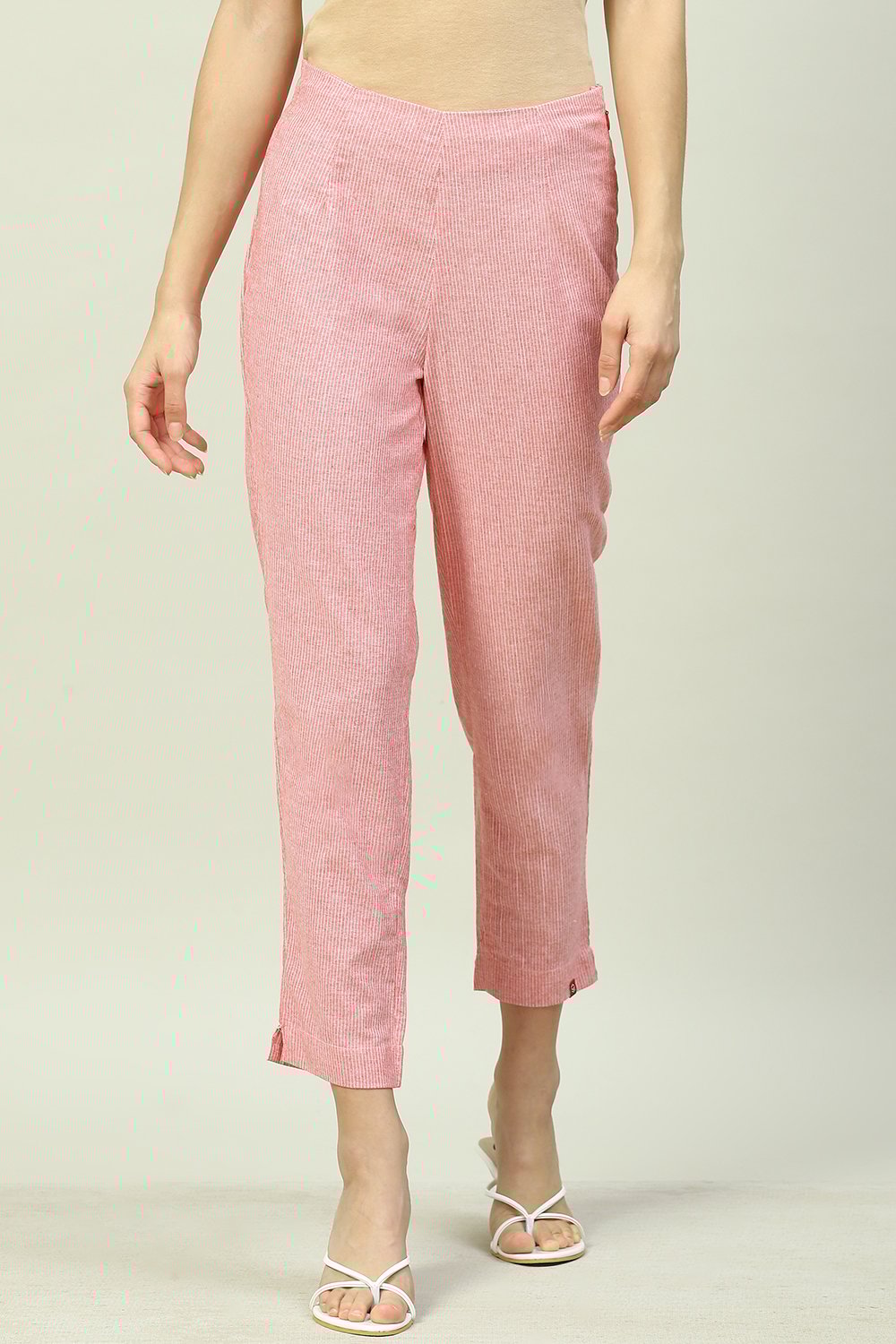 Beige Cotton Narrow Pant image number 0