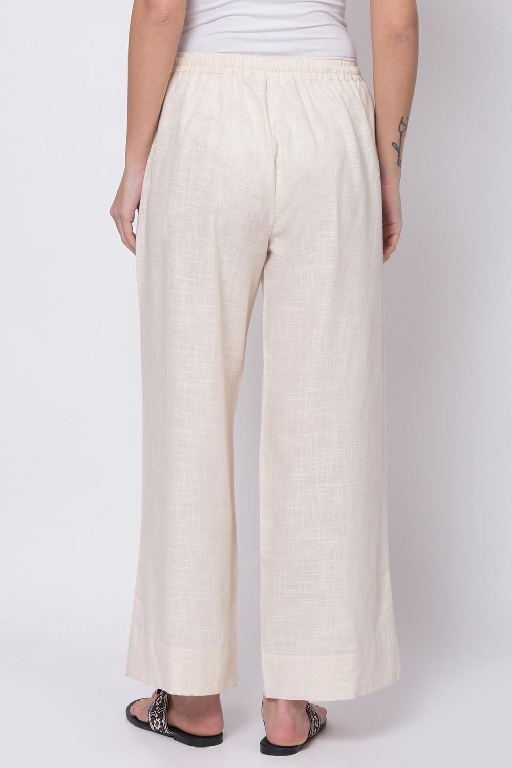 Ivory Eco Cotton Palazzo Pants image number 3