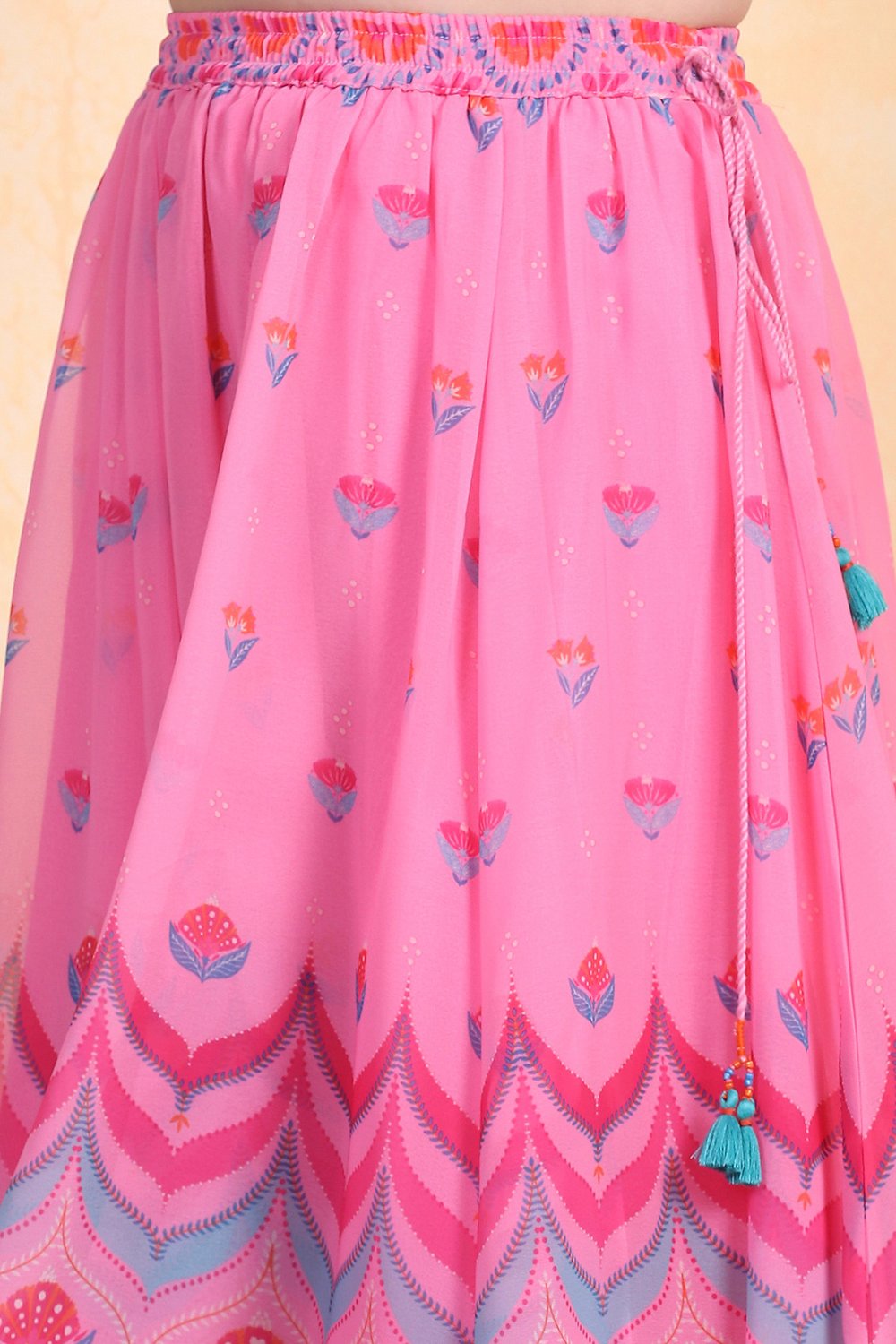 Pink Polyester Lehenga Set image number 2