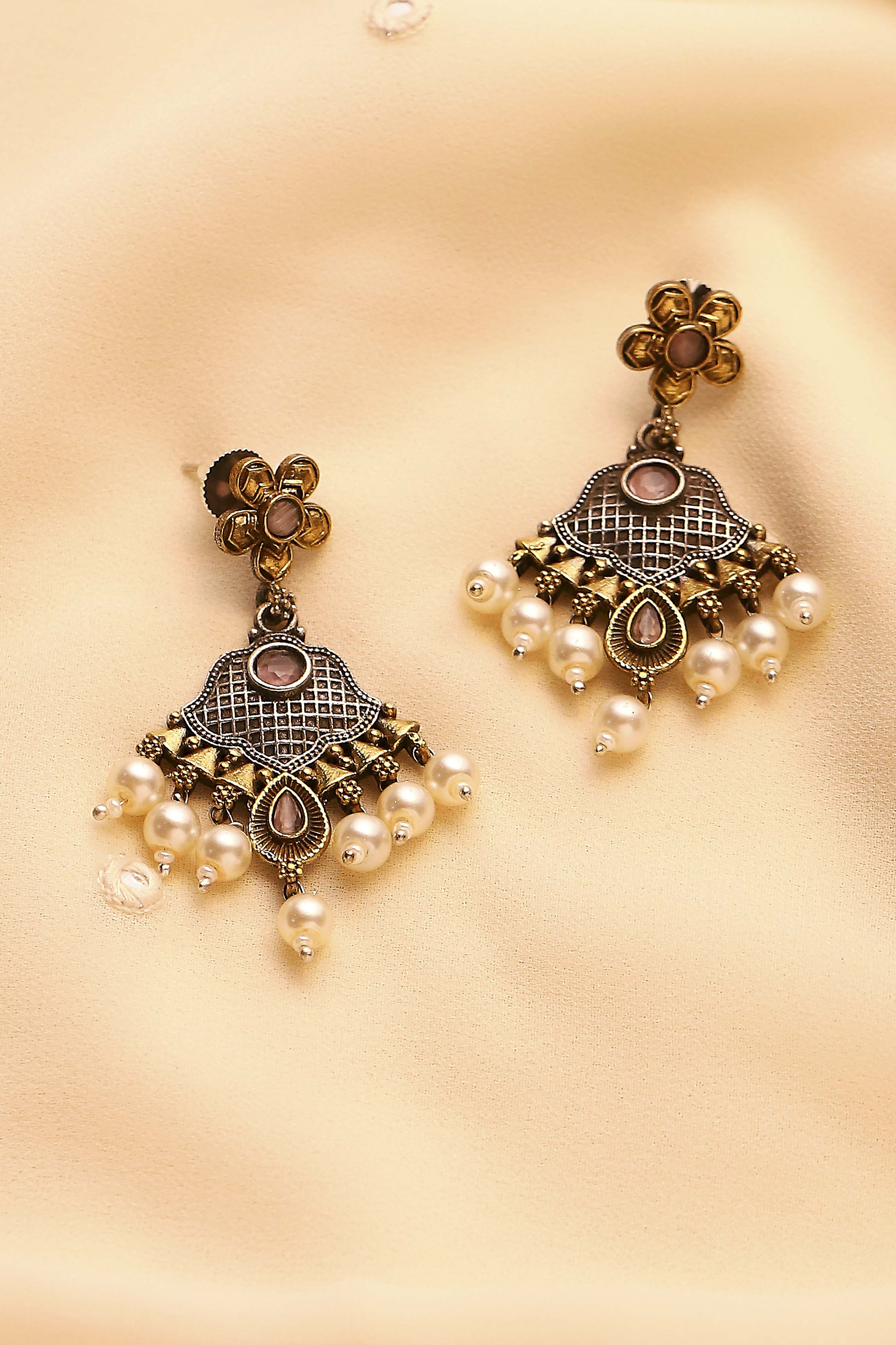 Oxid Light Pink Brass Oxidised Drop & Danglers image number 0