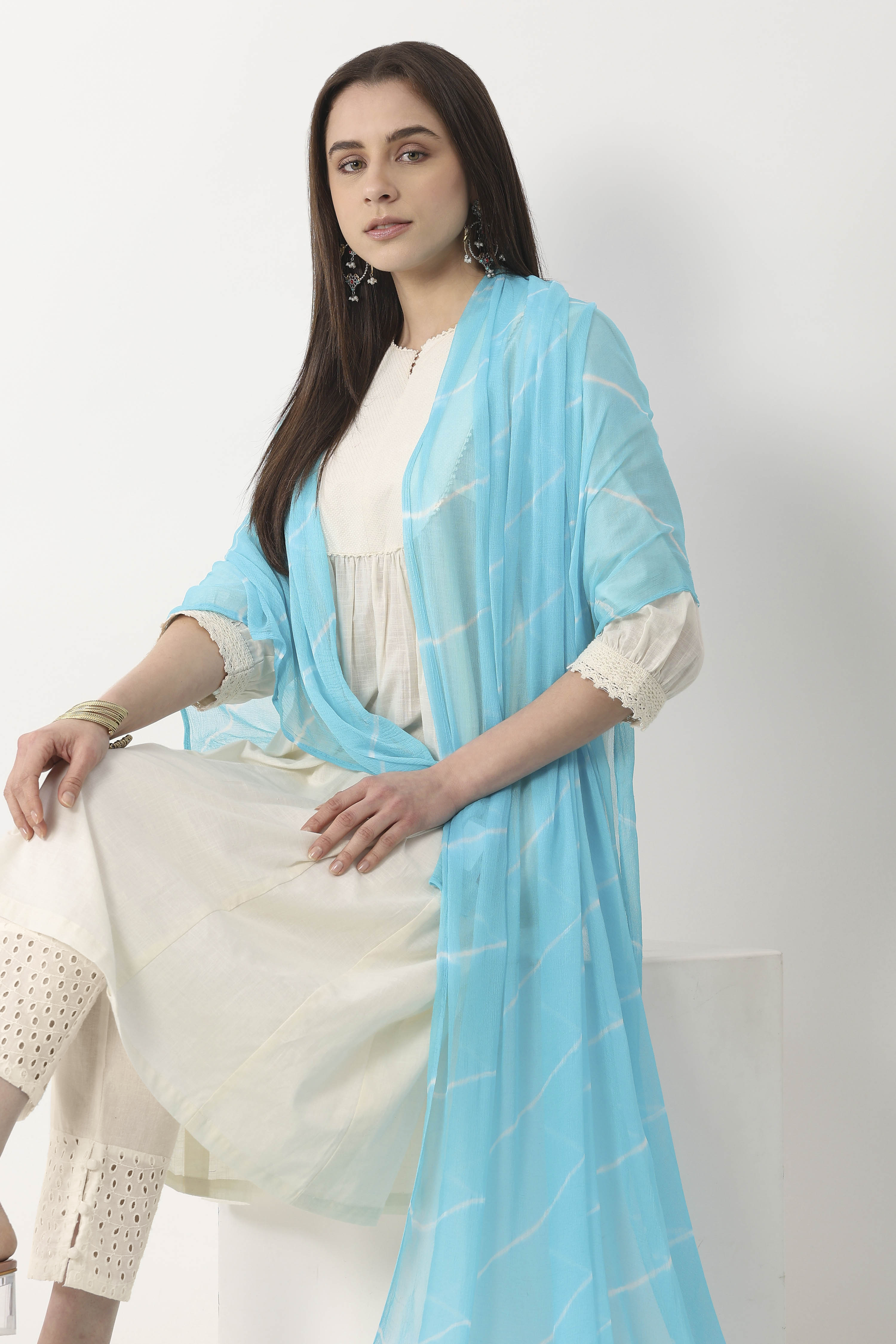 Blue Chiffon Dupatta image number 3