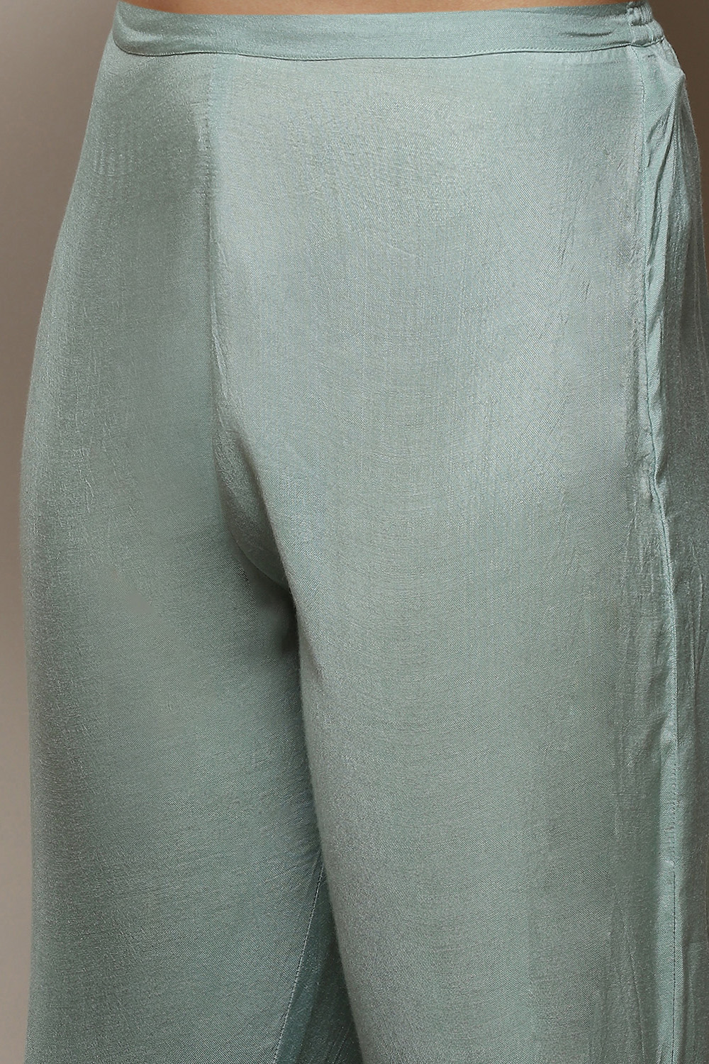 Sky Blue Chanderi Hand Embroidered Unstitched Suit Set image number 3