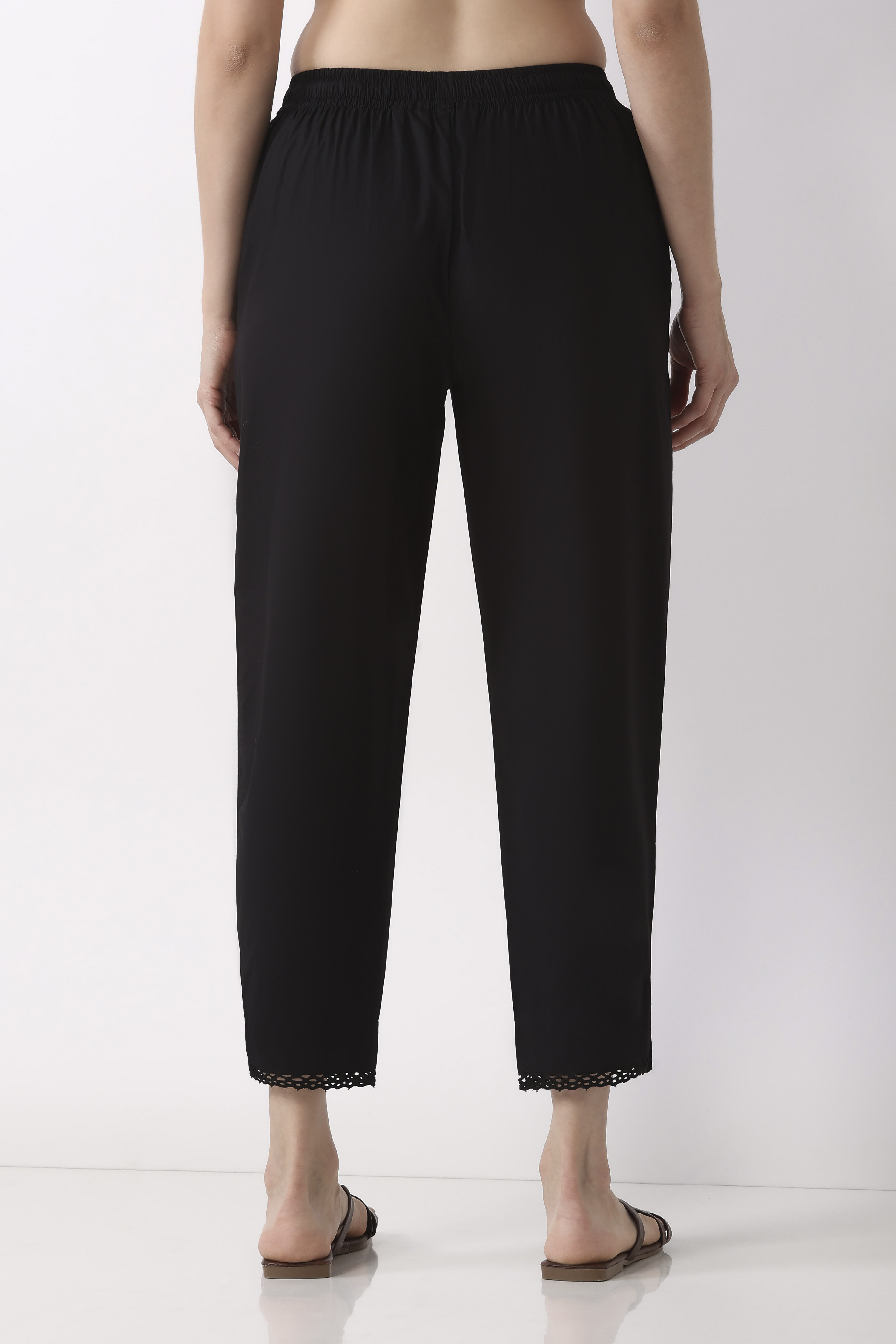 Black Cotton Slim Pants image number 5