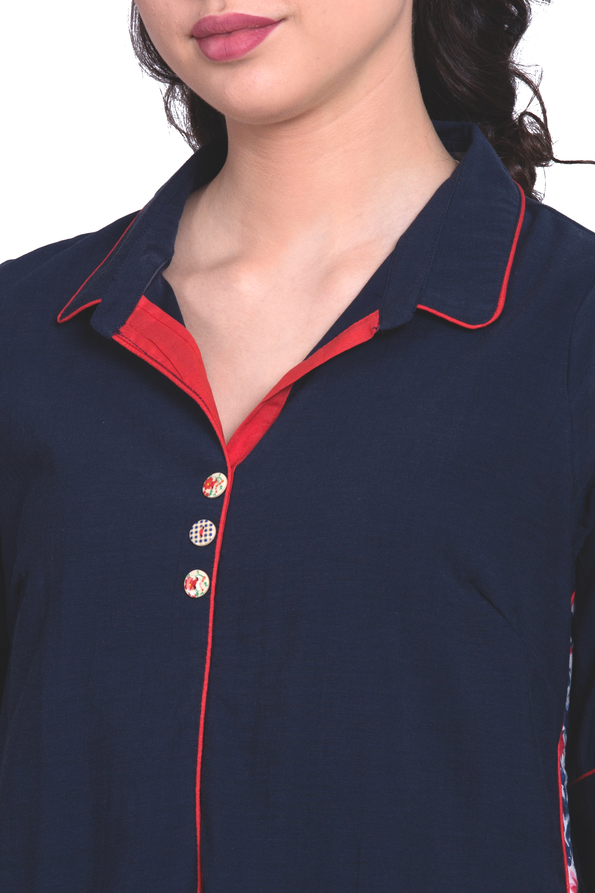 Red A-Line Cotton Viscose Solid Kurta image number 1
