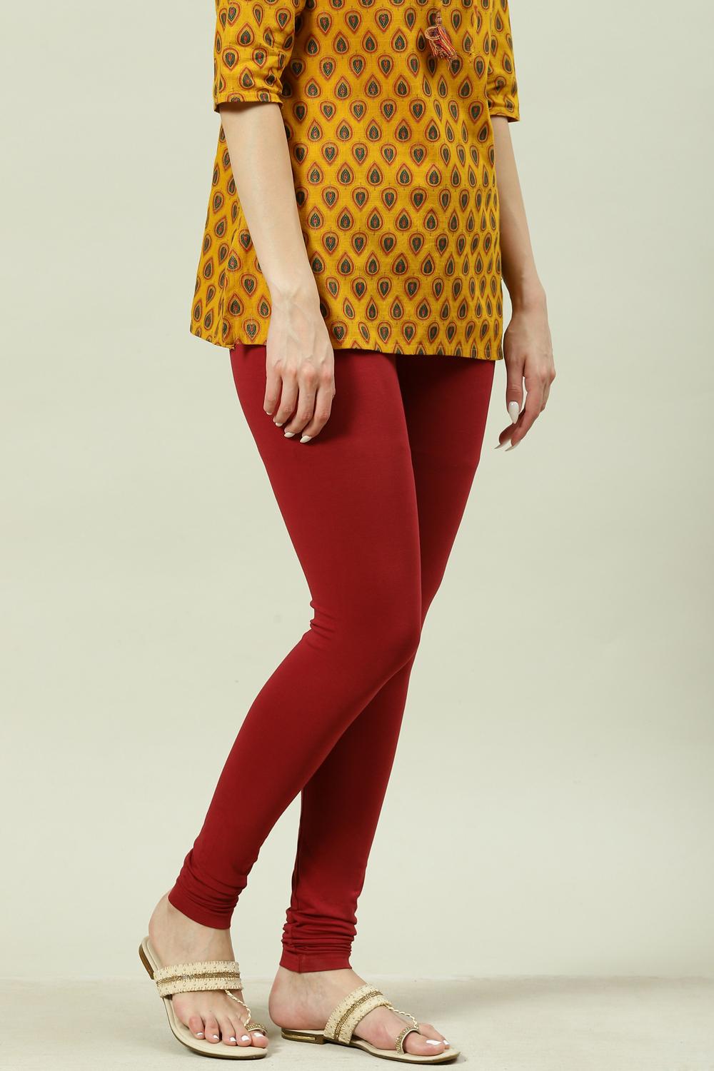Camel Cotton Blend Solid Churidar image number 3
