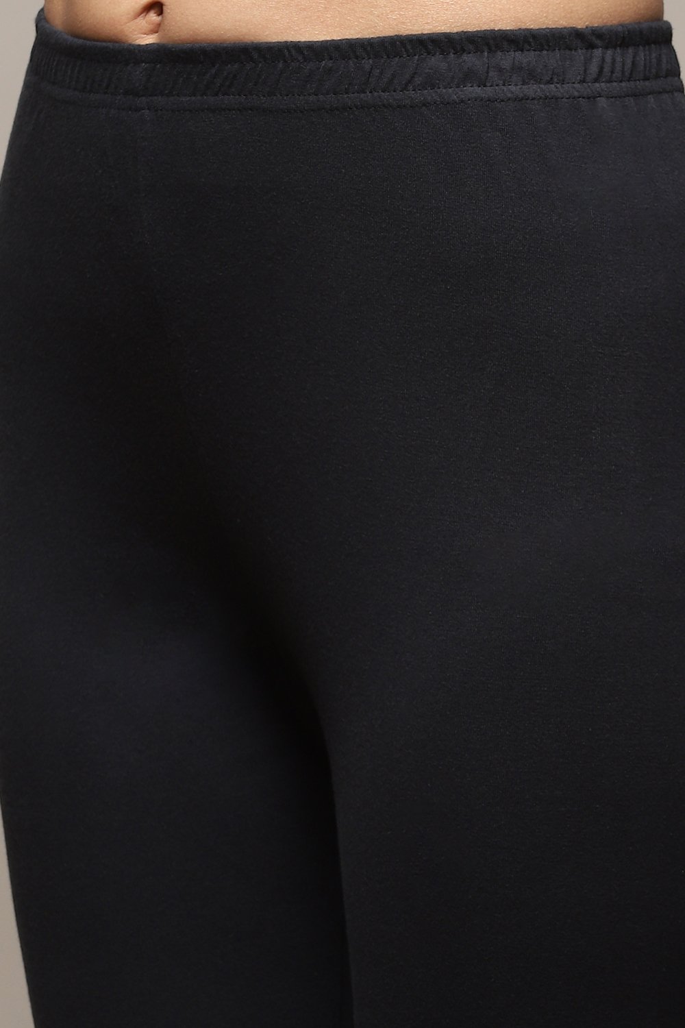 Black Cotton Straight Kurta Churidar Suit Set image number 2