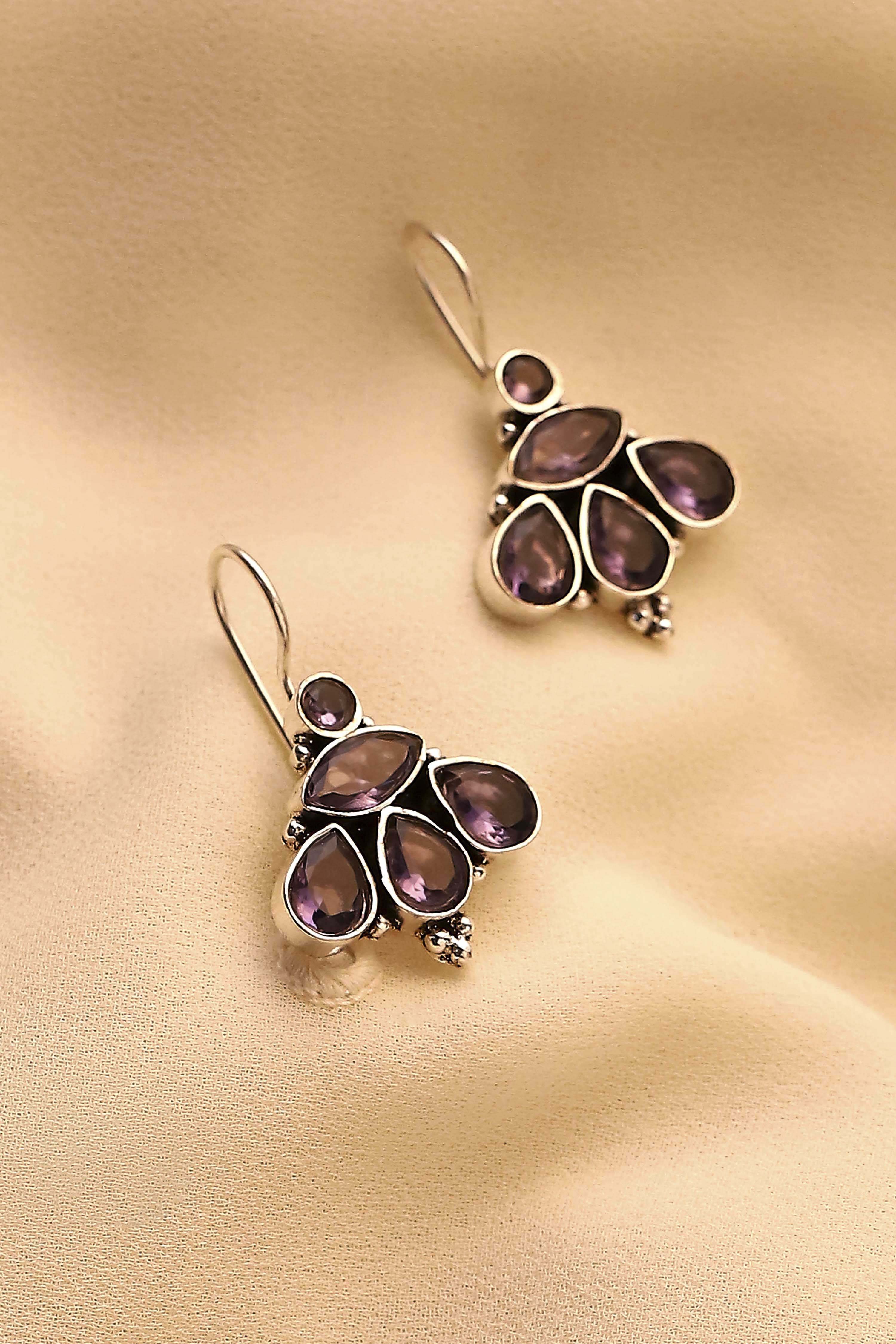 Purple Brass Nepali Drop & Danglers image number 0