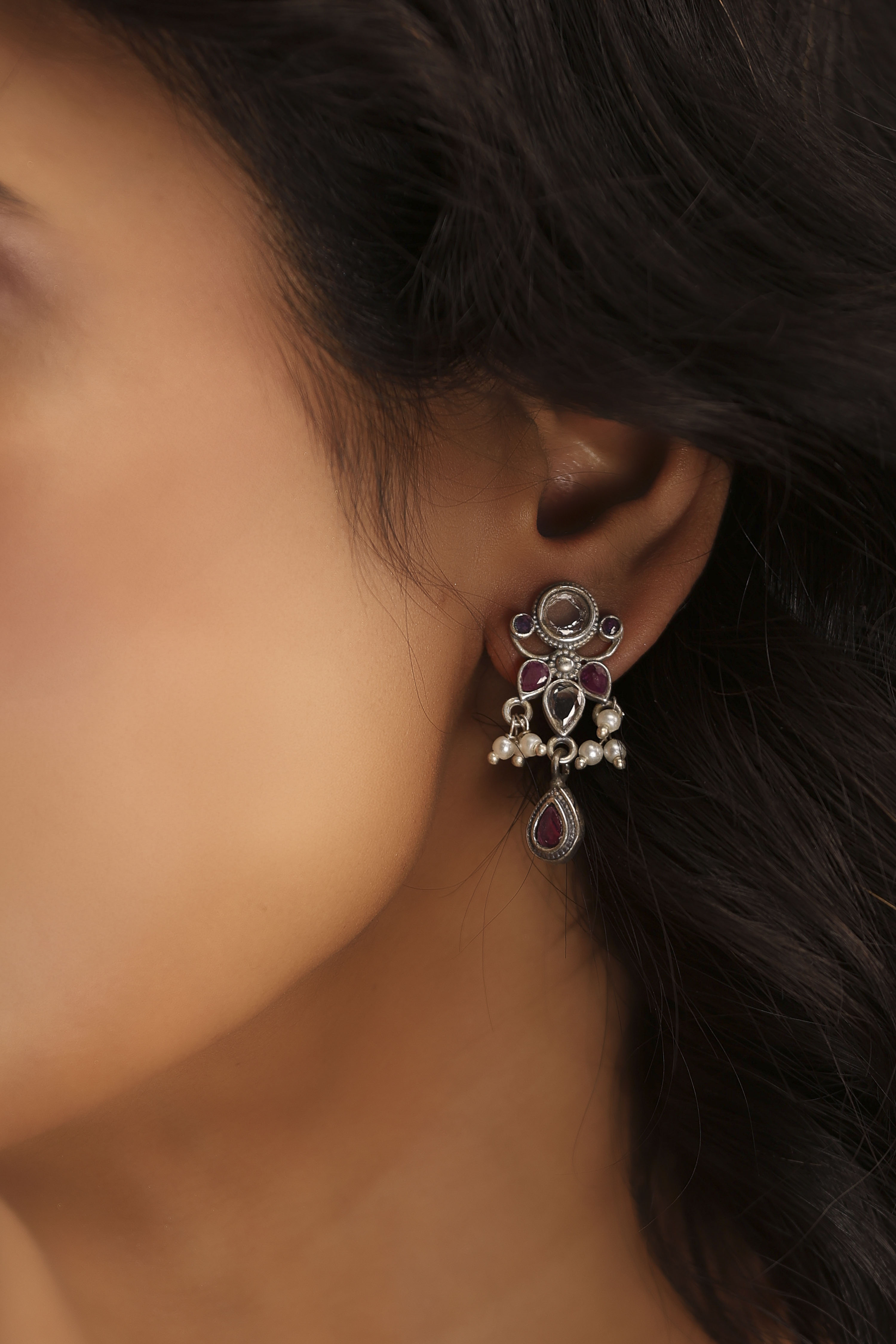 Dark Pink Brass Drop & Danglers image number 1