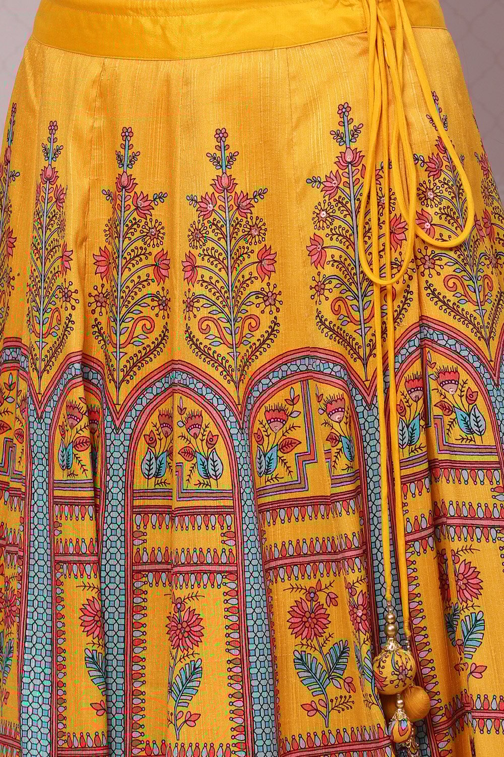Yellow Flared Art Silk Skirts image number 1
