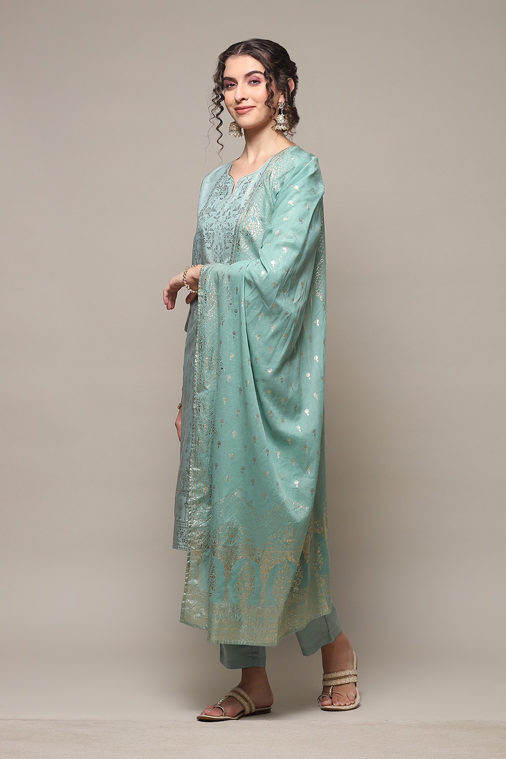 Pink Cotton Straight Kurta Regular Pant Suit Set image number 5