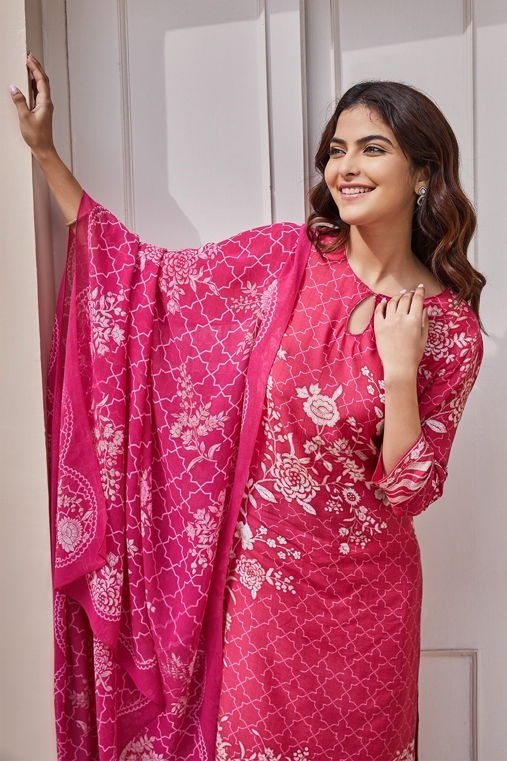 Indigo Rayon Straight Suit Set image number 0