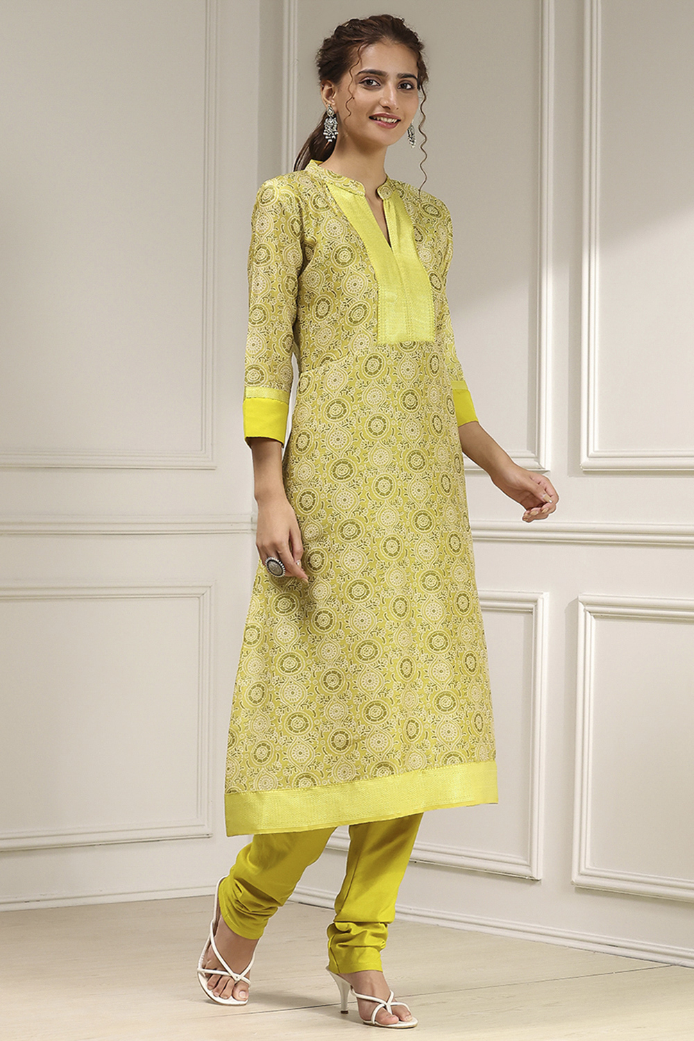 Orange Cotton Digital Print Unstitched Suit Set image number 6