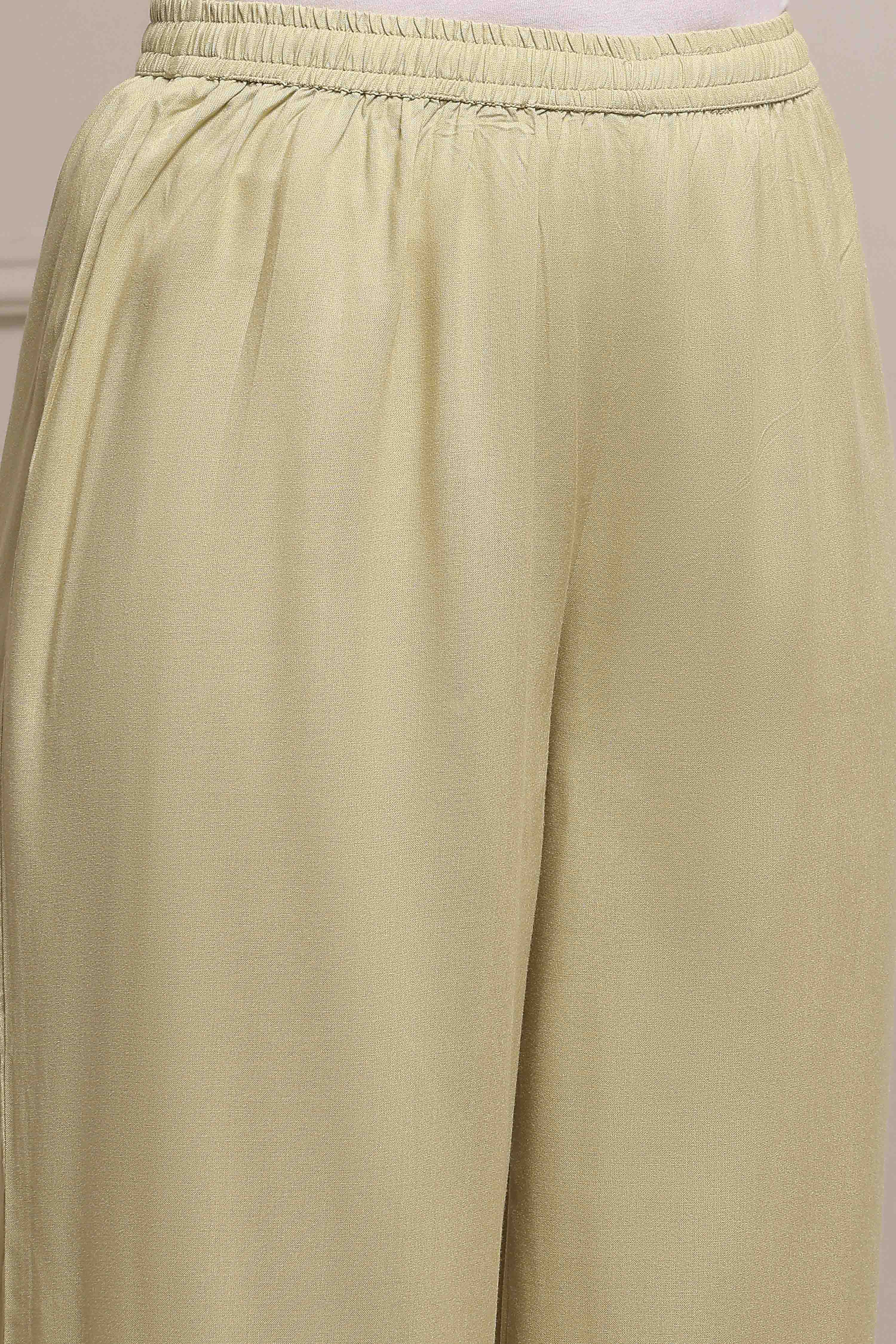 Light Green Viscose Blend Straight Dyed Suit Set image number 2