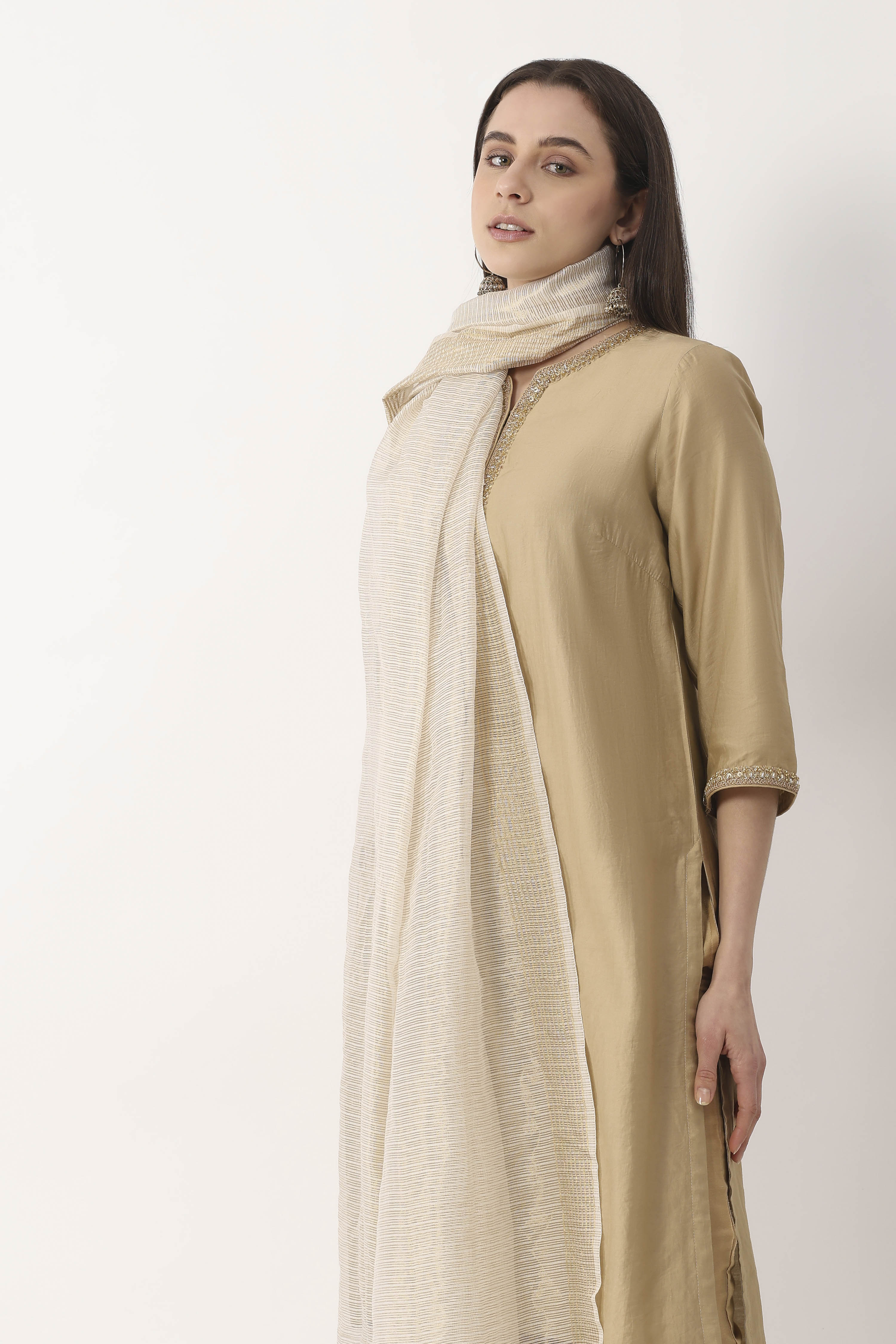 White Nylon Viscose Dupatta image number 1