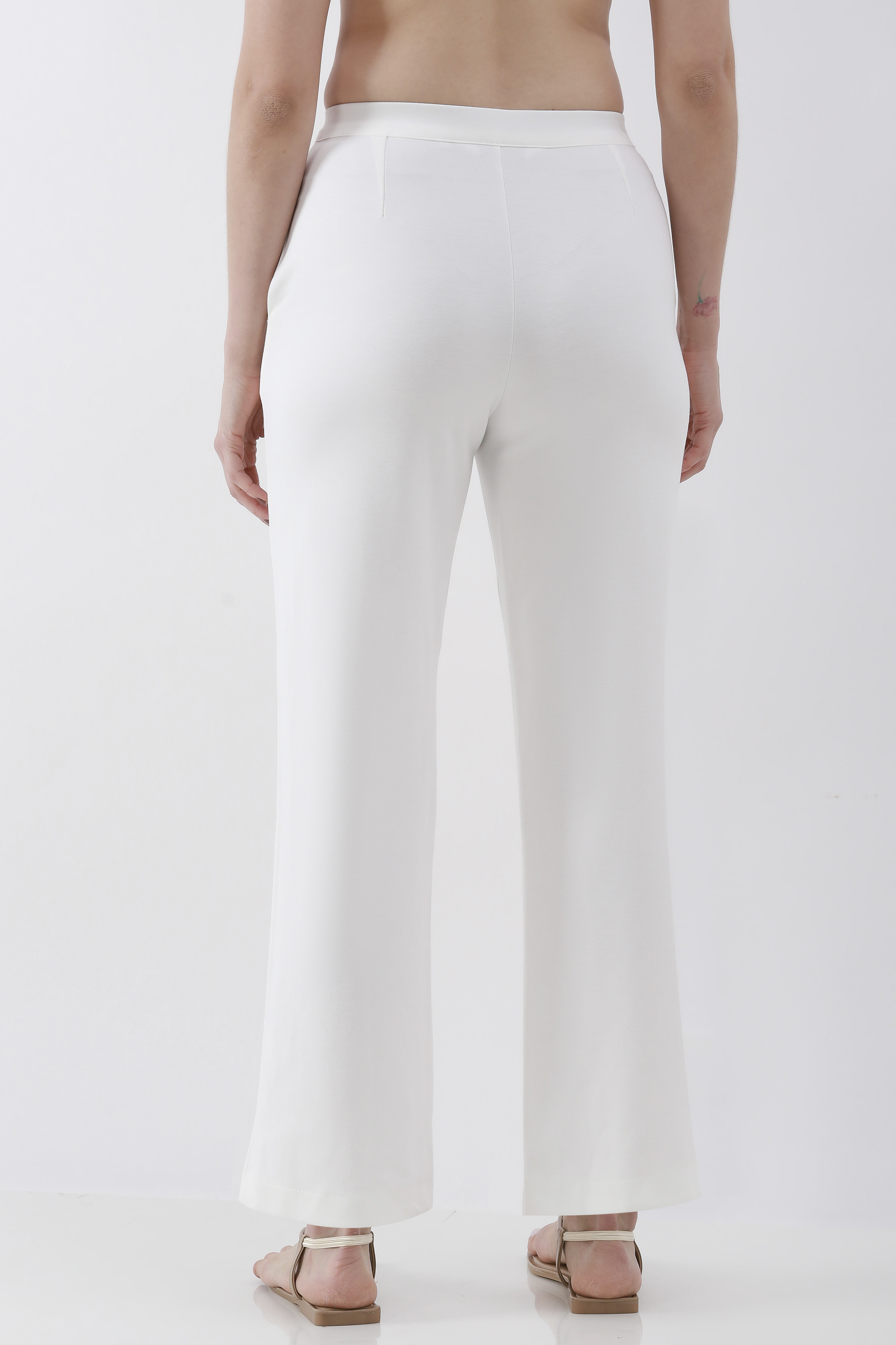 Blue Viscose Blend Wide Leg Pants image number 5