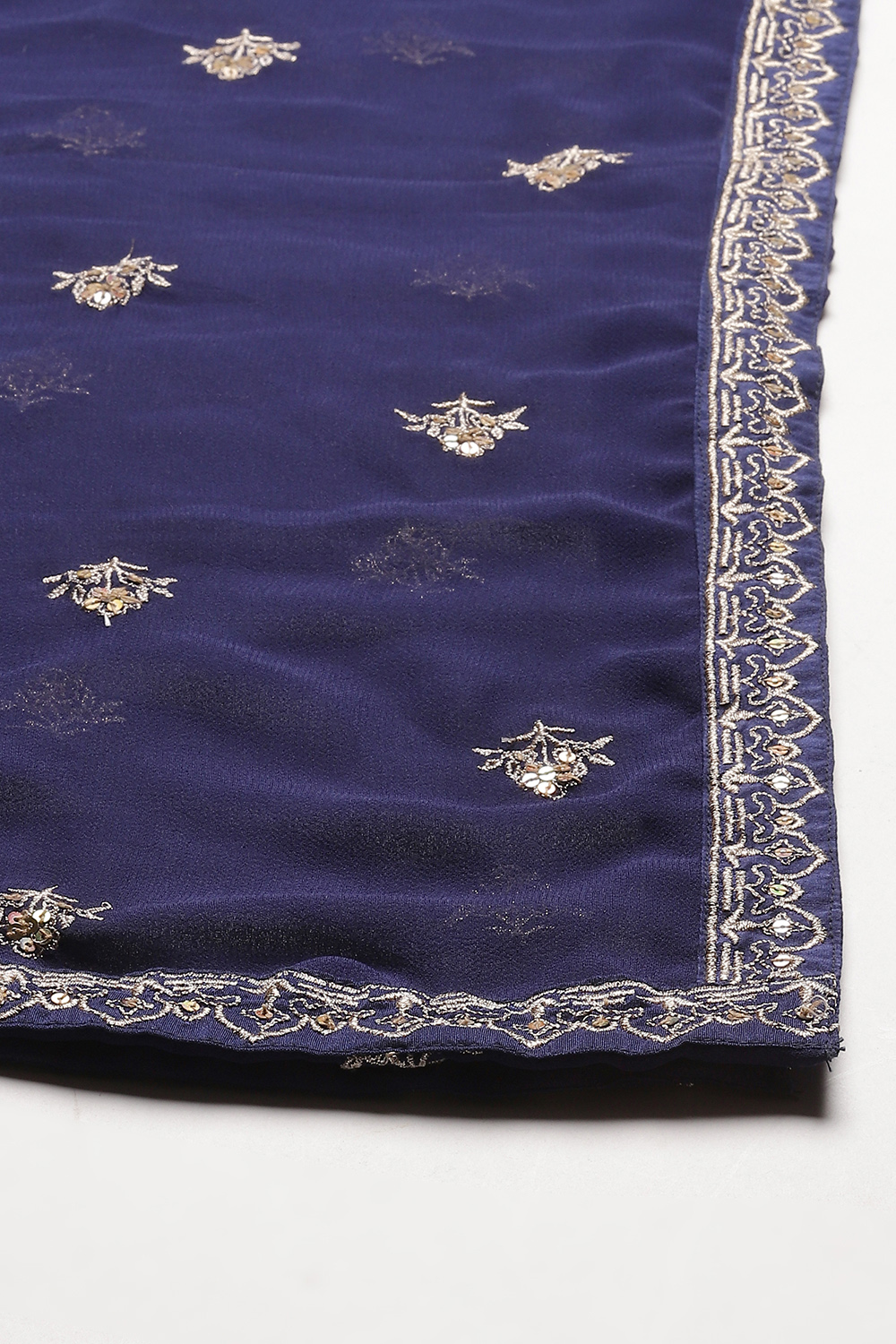 Blue Straight Art Silk Lehenga Set image number 6