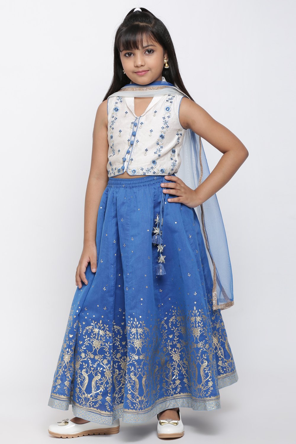 Blue Cotton Lehenga Set image number 4