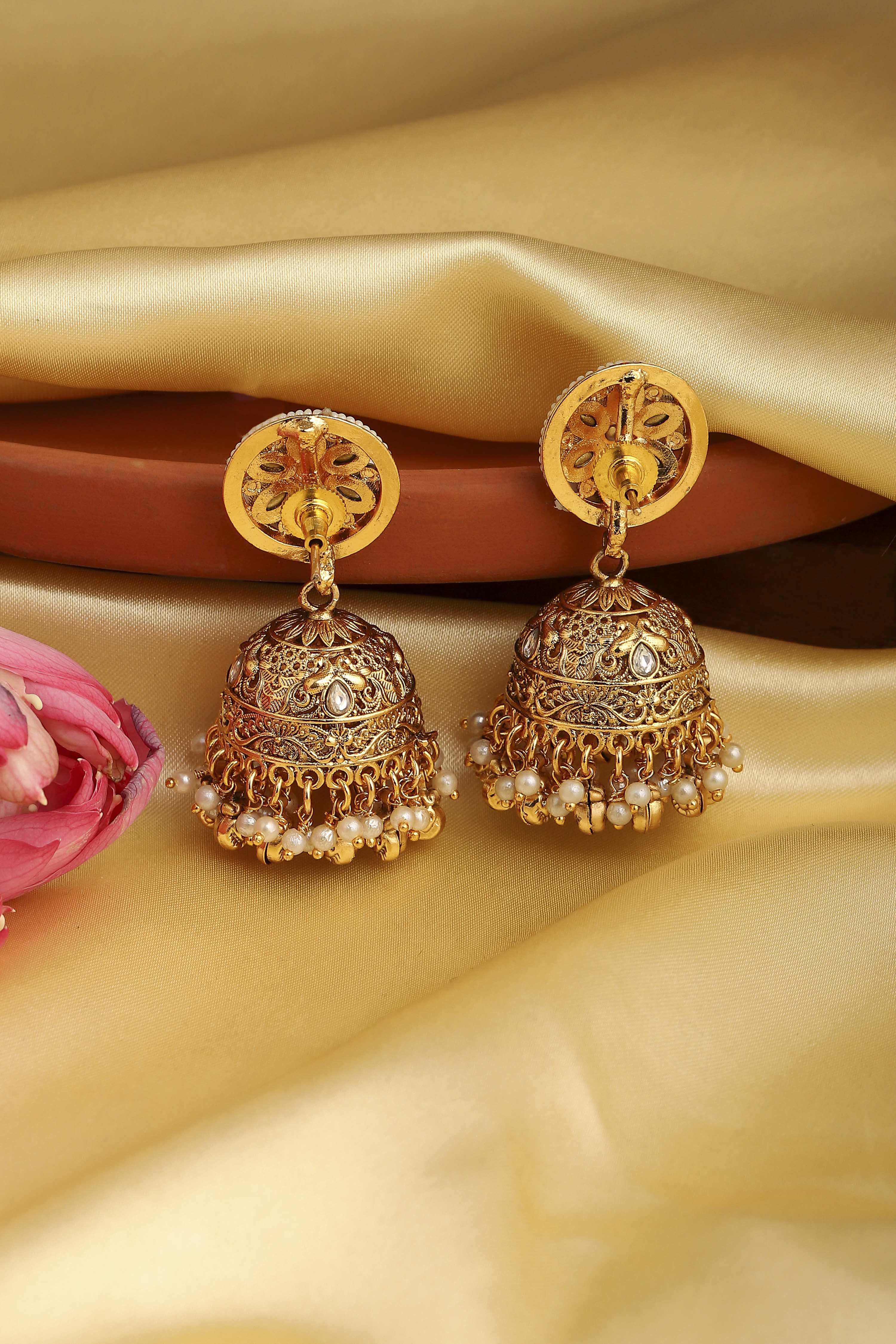 Gold Brass Jhumka image number 2