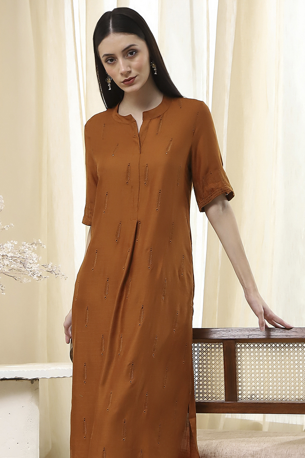 Blush Pink Straight Kurta Set image number 7
