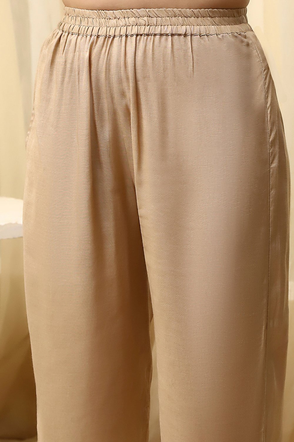Beige Tissue Printed Unstitched Suit Set image number 3