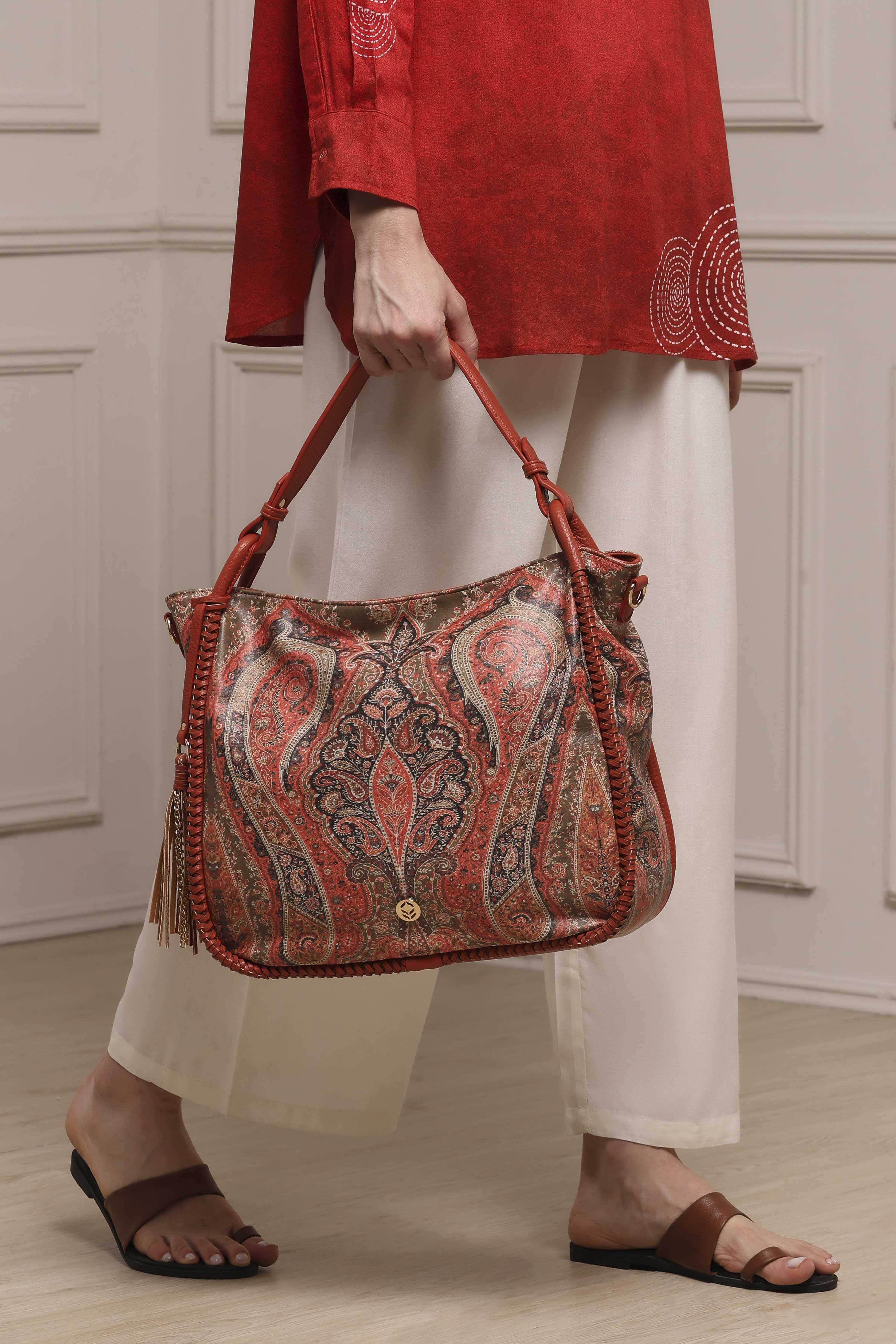 Tan PU Hobo Bag image number 7