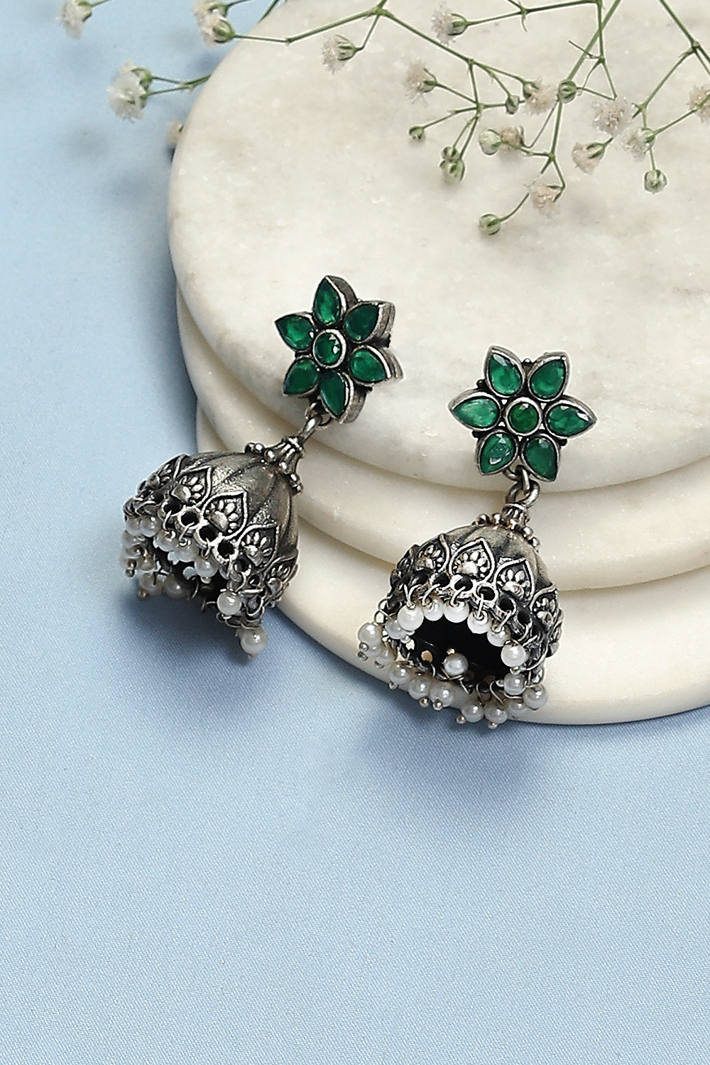Green Brass Earrings image number 0