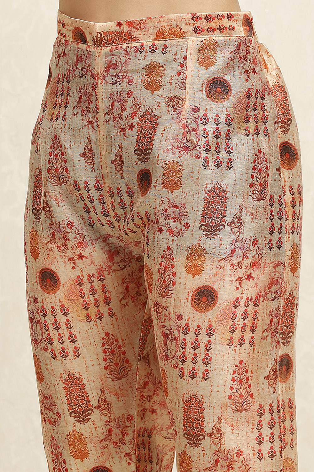 Maroon Cotton Handloom Unstitched Suit Set image number 3