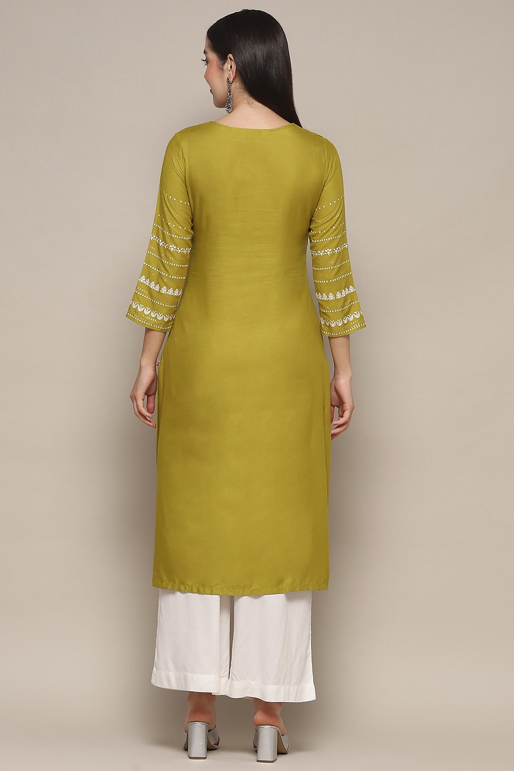 Pink Rayon flax Relaxed Kurta Palazzo Suit Set image number 4