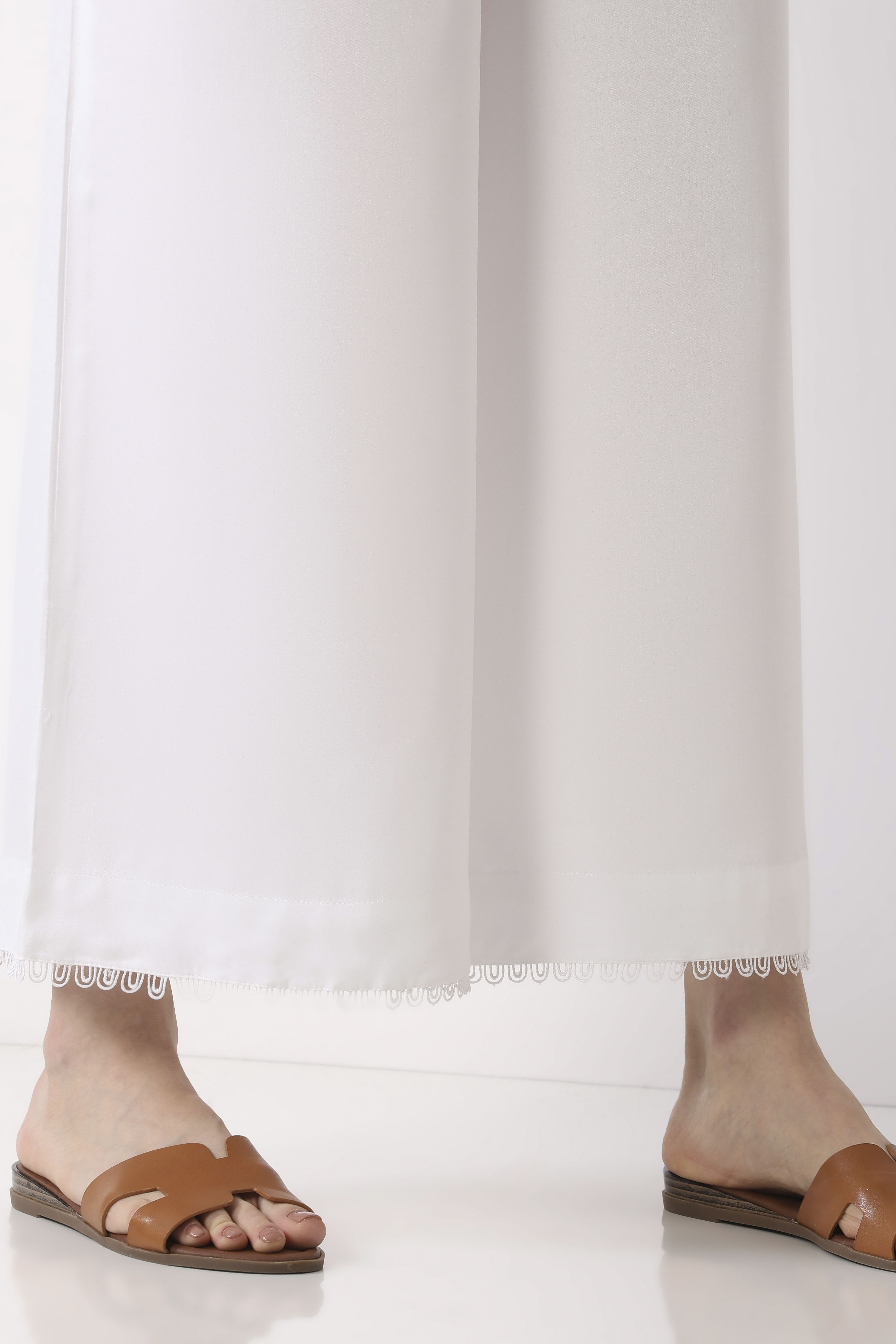 White Viscose Rayon Flared Palazzos image number 6