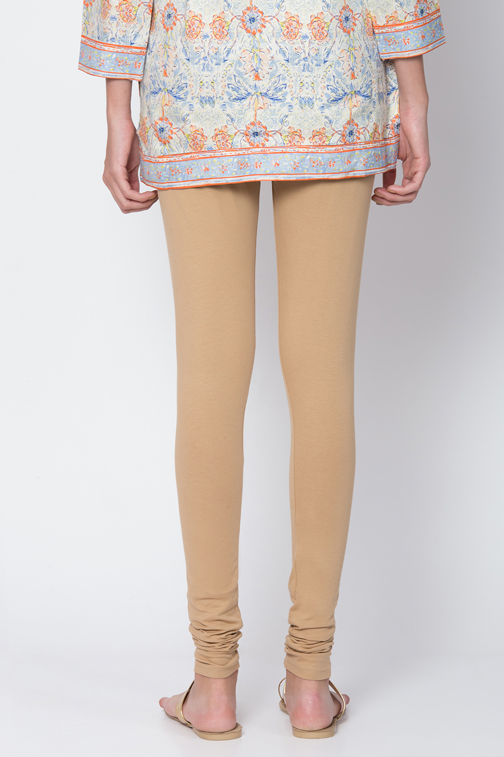 White Cotton Blend Dyed Churidar image number 3