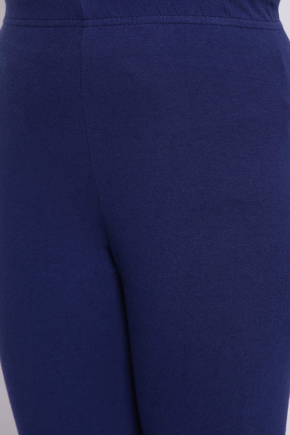 Navy Blue Cotton Lycra Solid Leggings image number 1