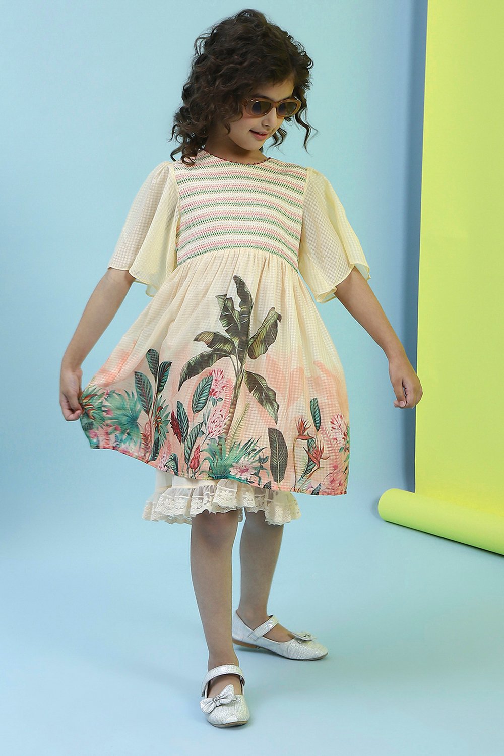 Beige Polyester Dress image number 6