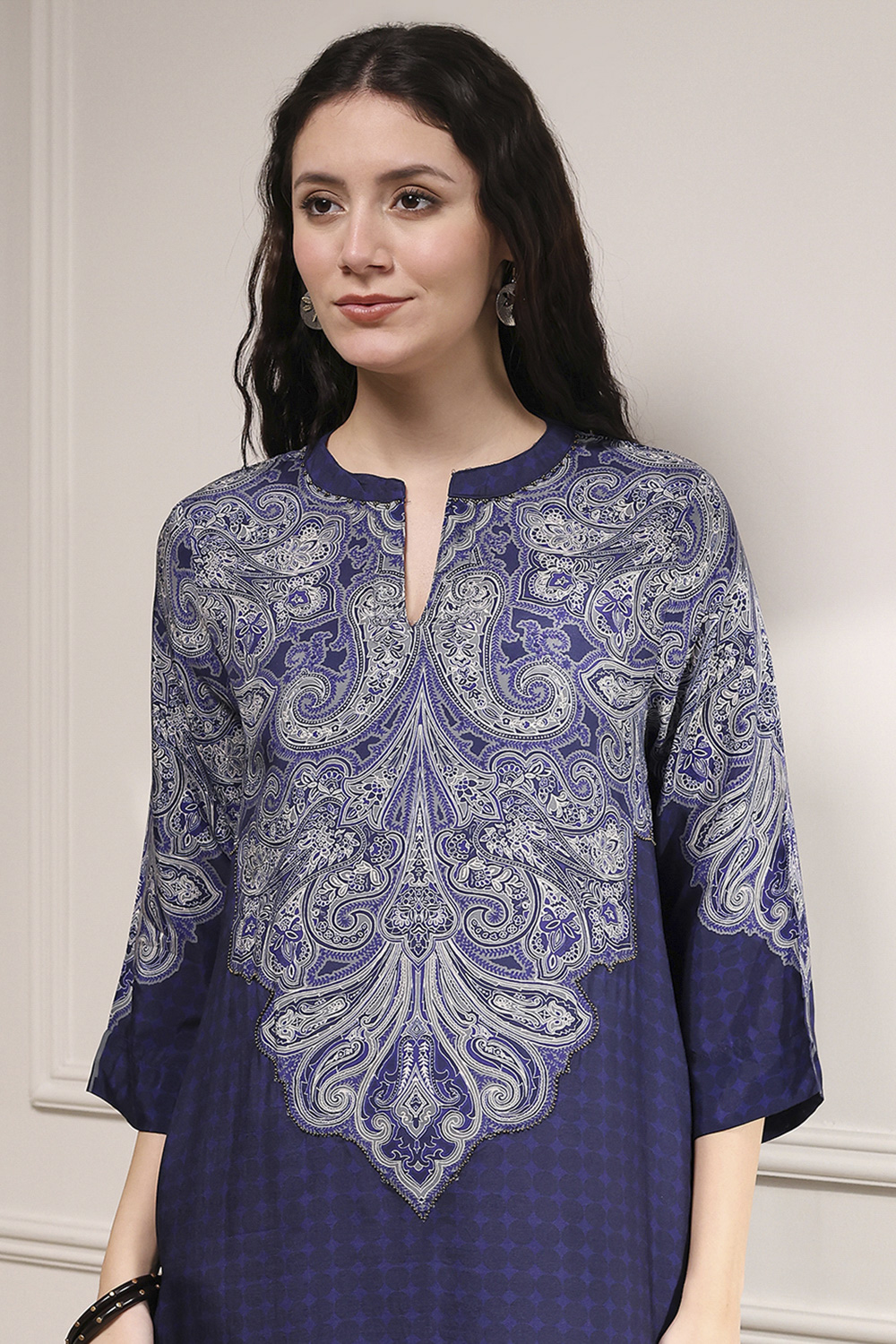 Olive Green Printed Straight Kurta image number 1