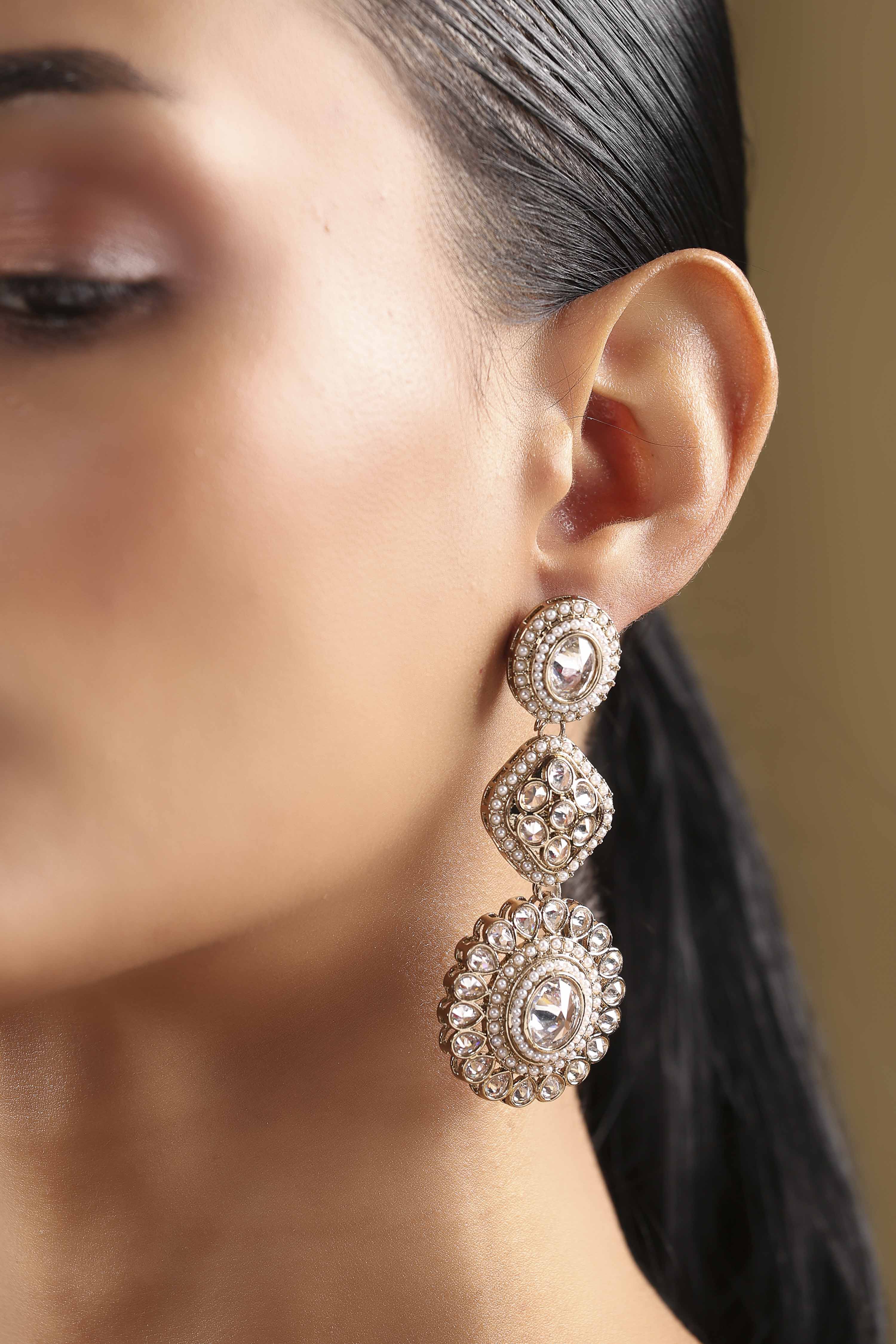 White Alloy Drop & Danglers image number 1