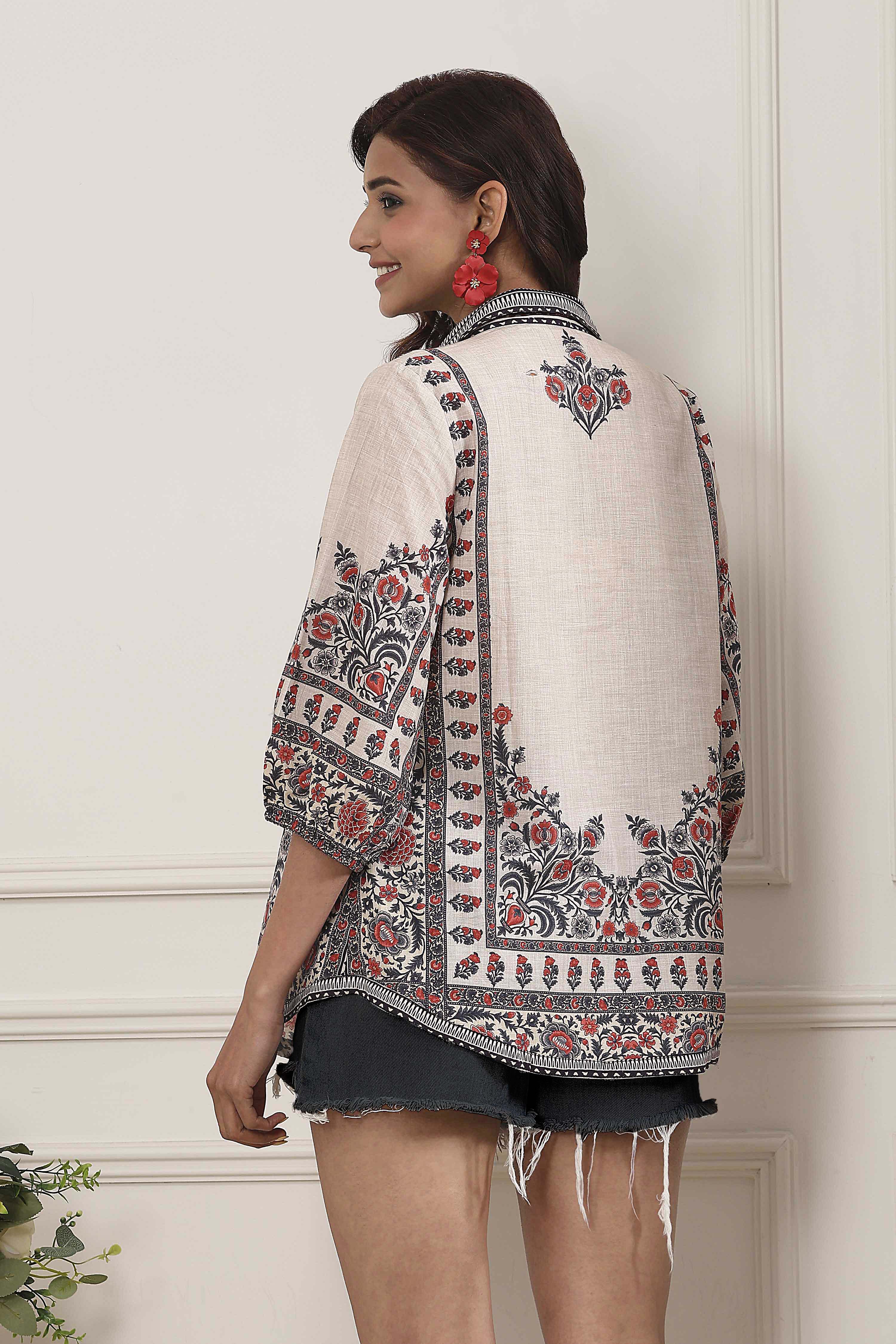 Brown Cotton Straight Shirt image number 3