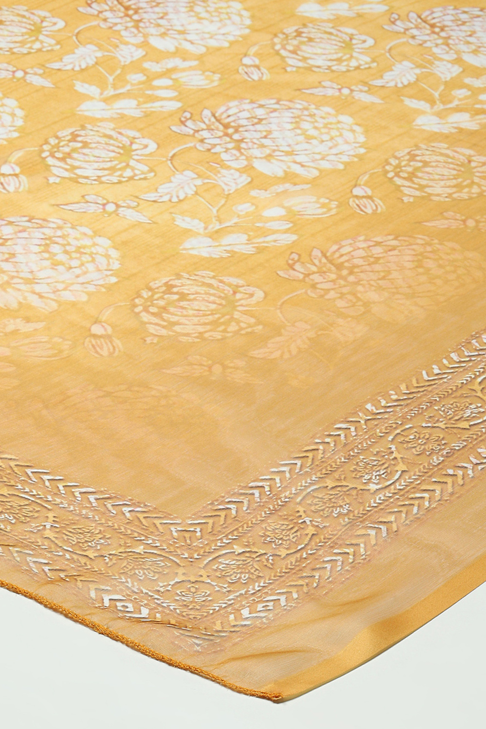 Mustard Cotton Blend Digital Print Unstitched Suit Set image number 4