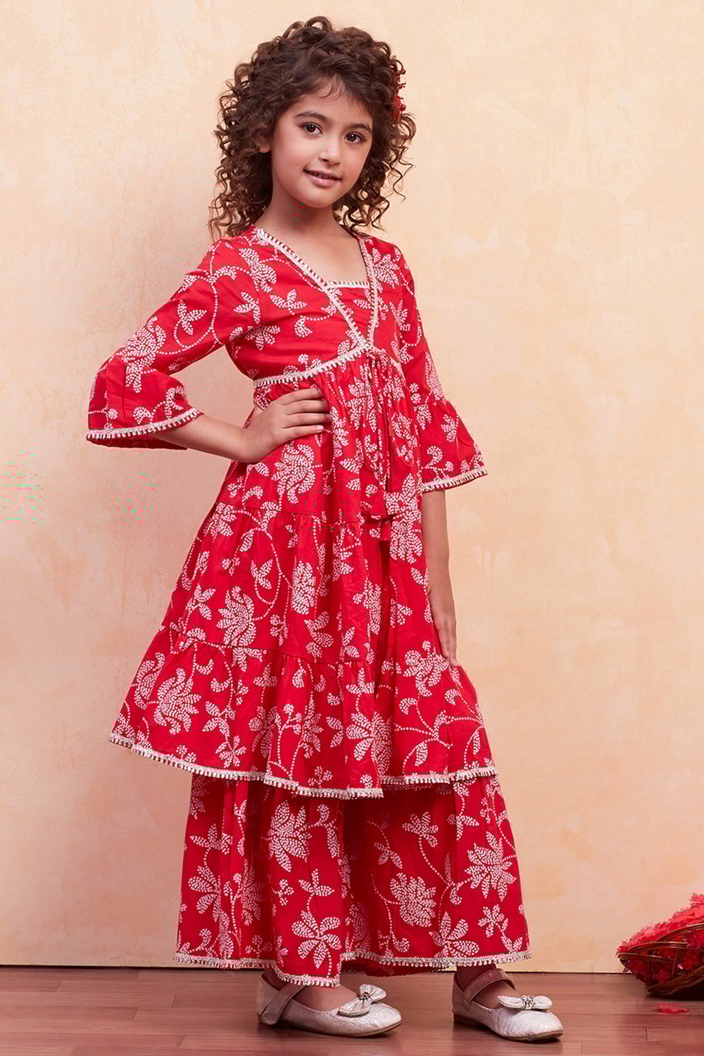 Blue Cotton Tiered Suit Set image number 5