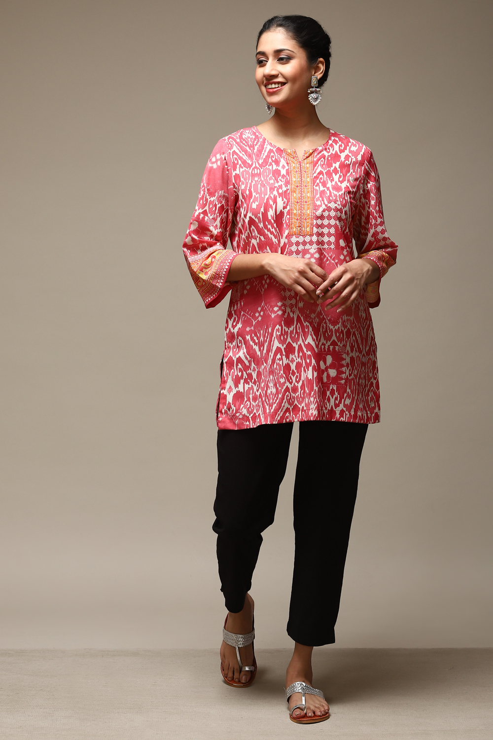 White Cotton Blend Slim Pants image number 0