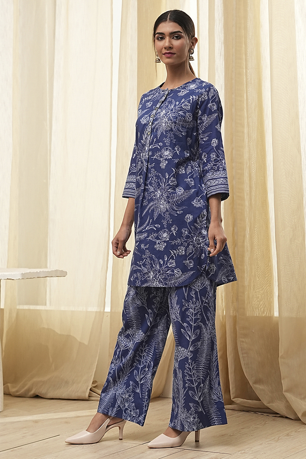 Indigo Pure Cotton Floral Co-ord Set image number 3