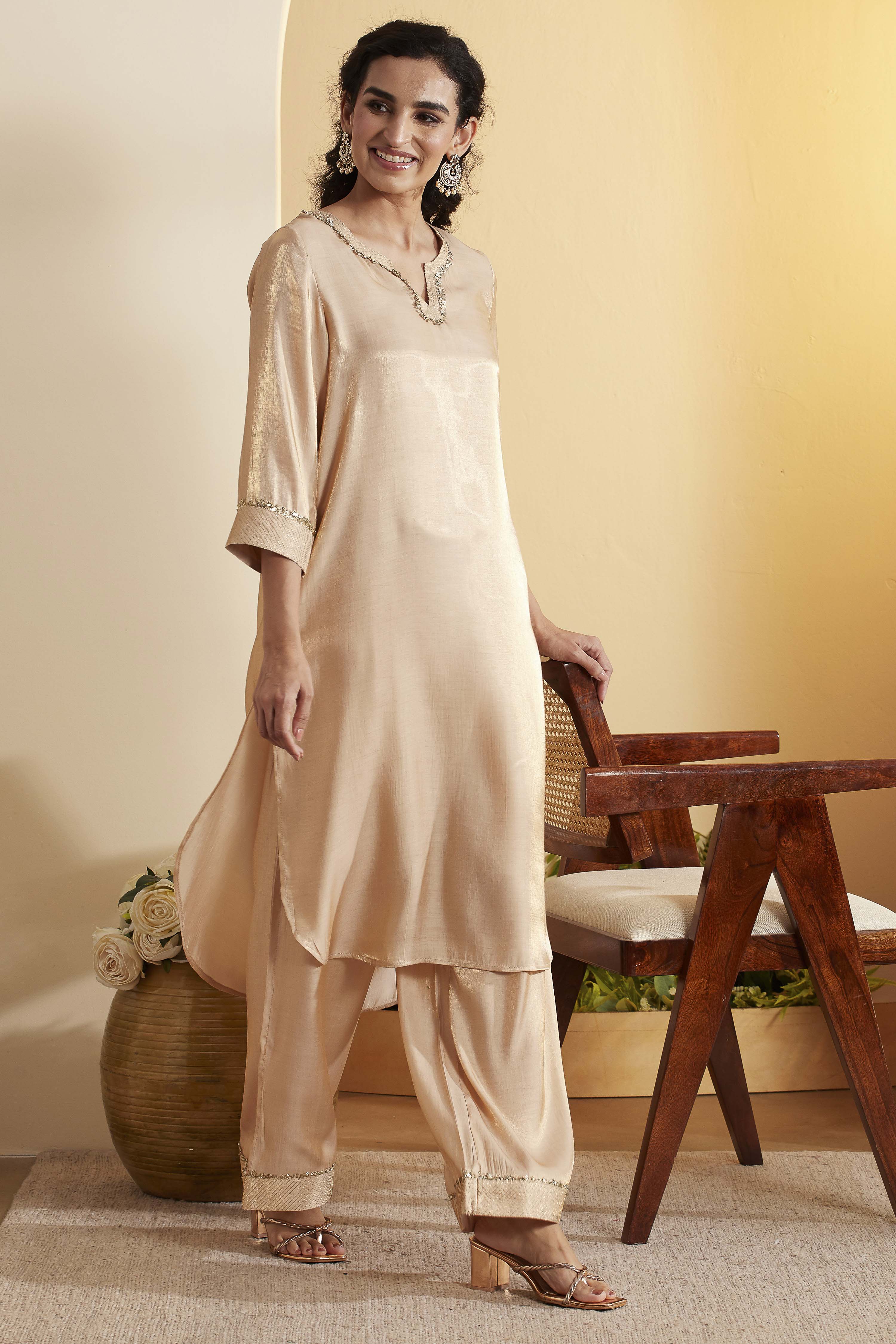 Sky Blue Viscose Rayon Straight Kurta Pants Set image number 0