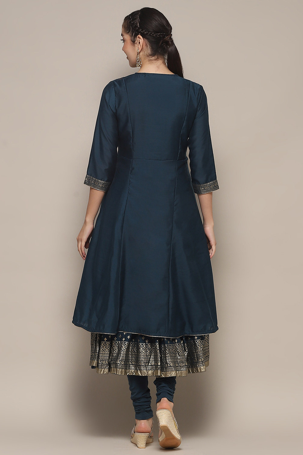 Violet Jersey Anarkali Kurta Churidar Suit Set image number 5